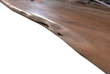 SAM® Baumkantentisch Meriem, Akazienholz, nussbaumfarben, Baumkante massiv, Metallgestell U-Form