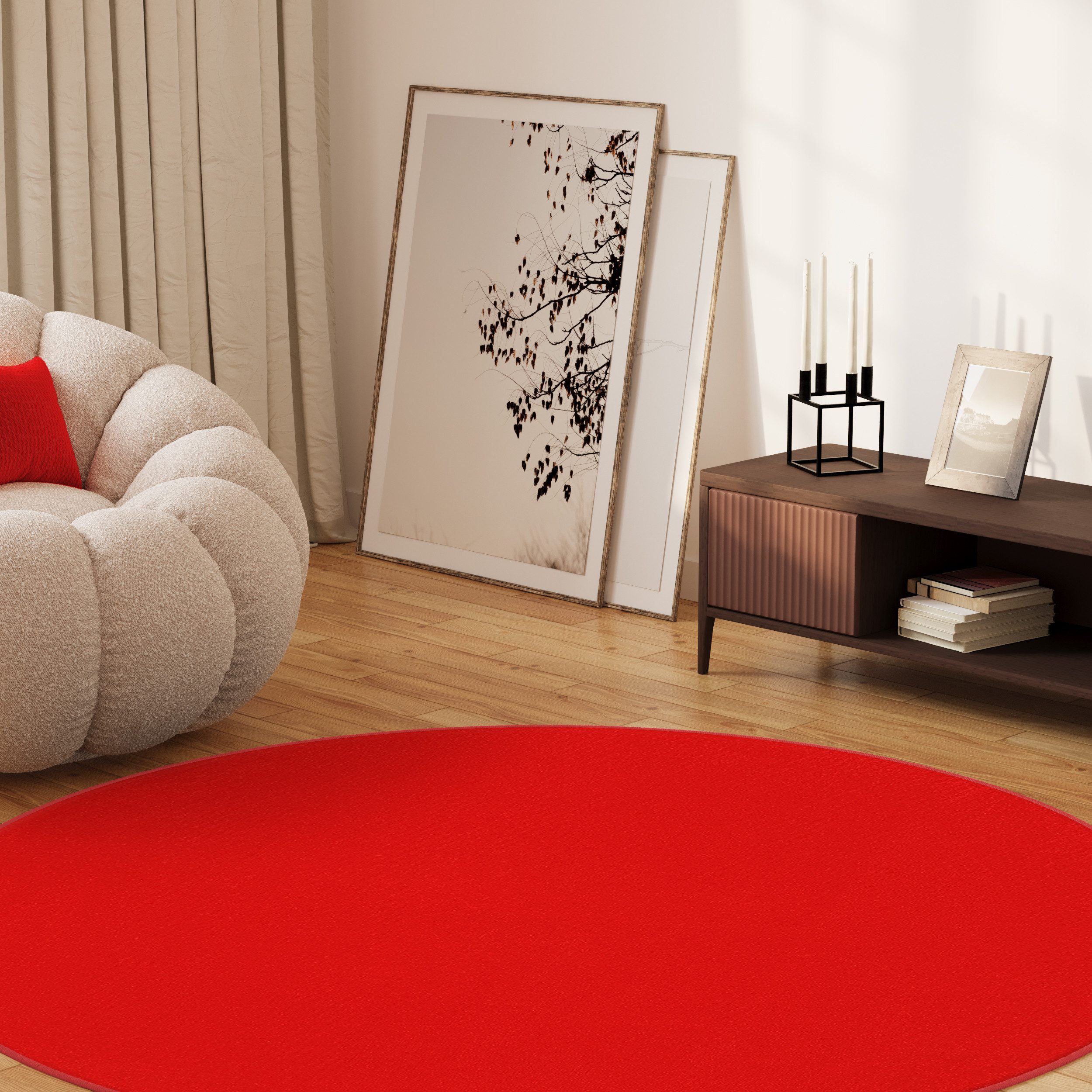 Tapiso Outdoorteppich MONO, rund, Höhe: 6 mm, Kurzflor Indoor Outdoor Einfarbig