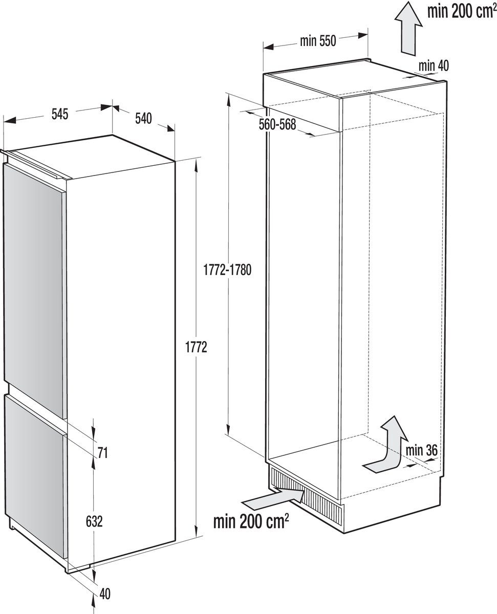 GORENJE Einbaukühlgefrierkombination NRKI418EP1, 177,2 cm hoch, 54 cm breit, LED-Display