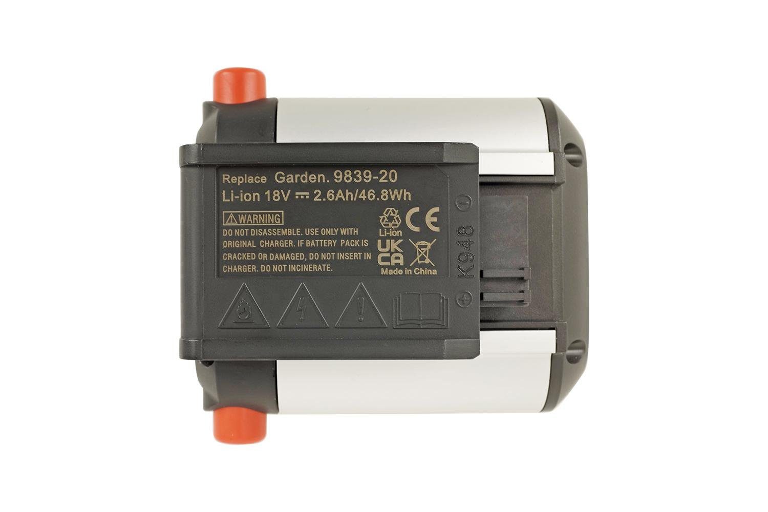 des GARDENA Kompatibel PowerSmart mit HeartBeat Geräten BLi-18 9840-20, Systems 2600mAh 9839-20, TGA002 18V, Akku