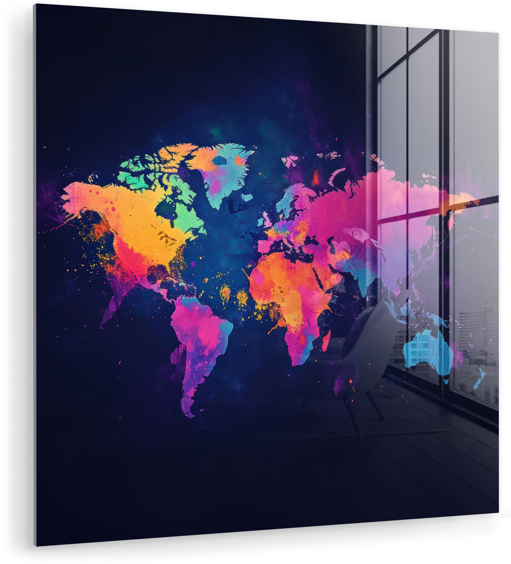 Weltkarte - Graffiti - Bunt