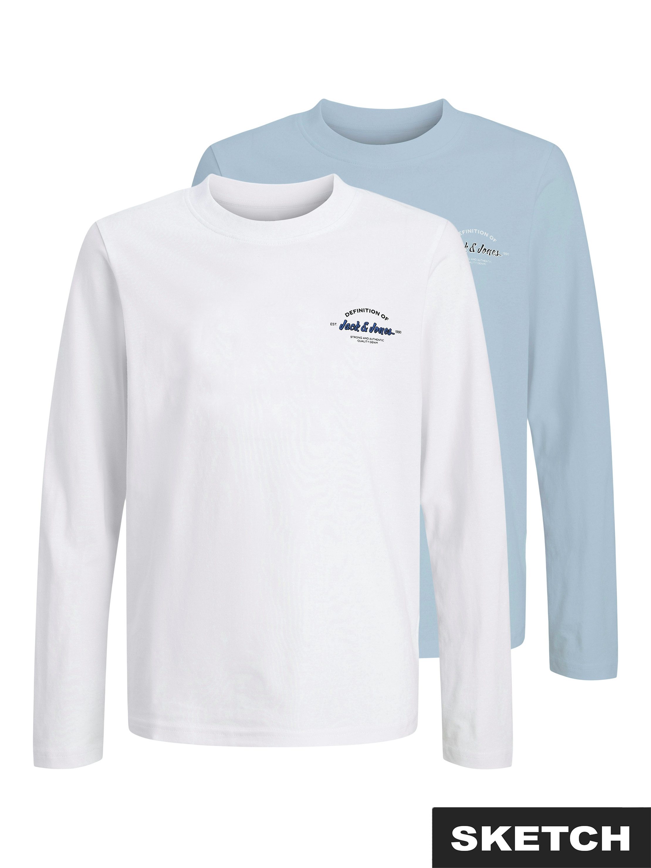 Jack & Jones Junior Langarmshirt JJBRANDON TEE LS CREW NECK 2PK MP JNR (Packung, 2-tlg)