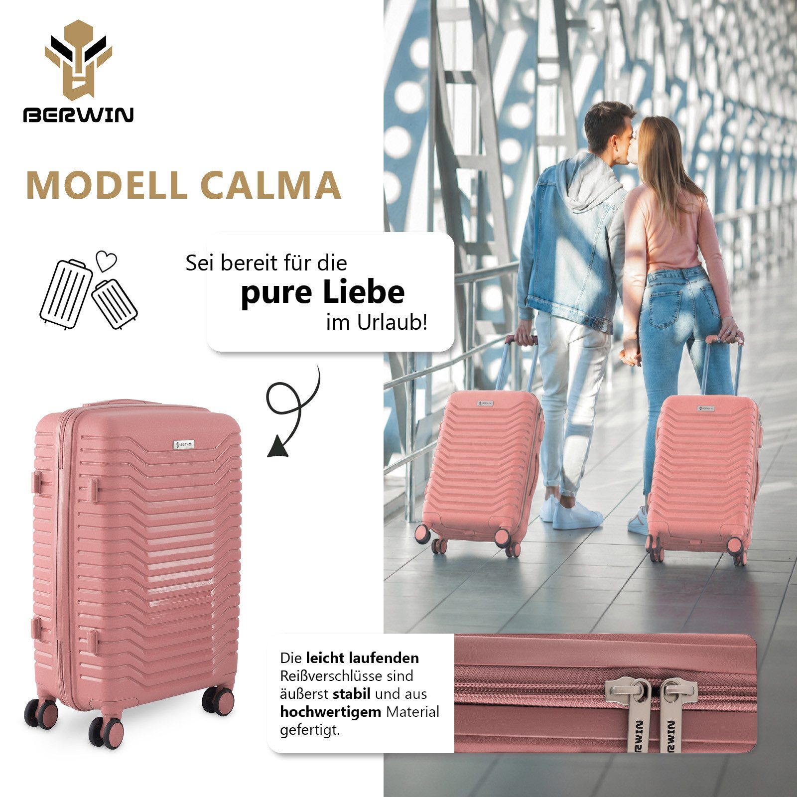 Berwin Trolleyset mit Beautycase Modell Calma Dusty Rose, 4 Rollen, (Set, 4 tlg., MS-19791) – Bild 2 von 5