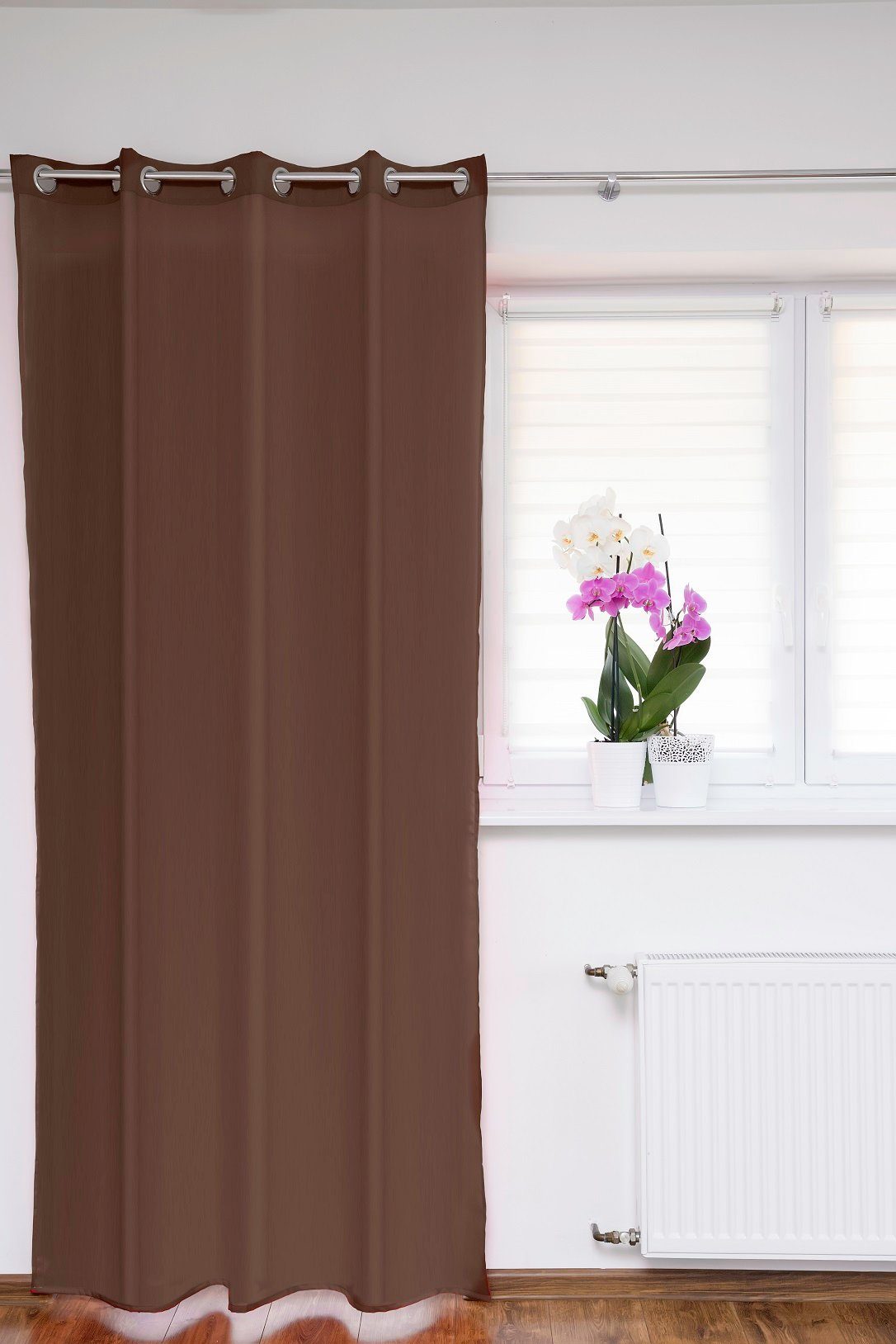 Vorhang Ösenschal Fenstervorhang schoko braun 145x175 cm Gardinenschal, KS Handel 24 | Fertiggardinen