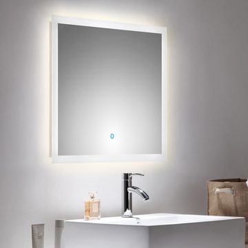 Lomadox Waschtisch-Set SALLY, (Spar-Set, 0-St), -02 70 S Mineralguss-Waschtisch in Hochglanz weiß mit LED Spiegel