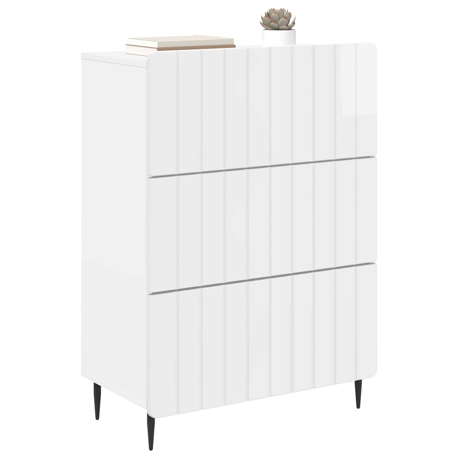 vidaXL Schranksystem Schubladenschrank Hochglanz Weiß 66 x 34,5 x 92 cm (1-St)