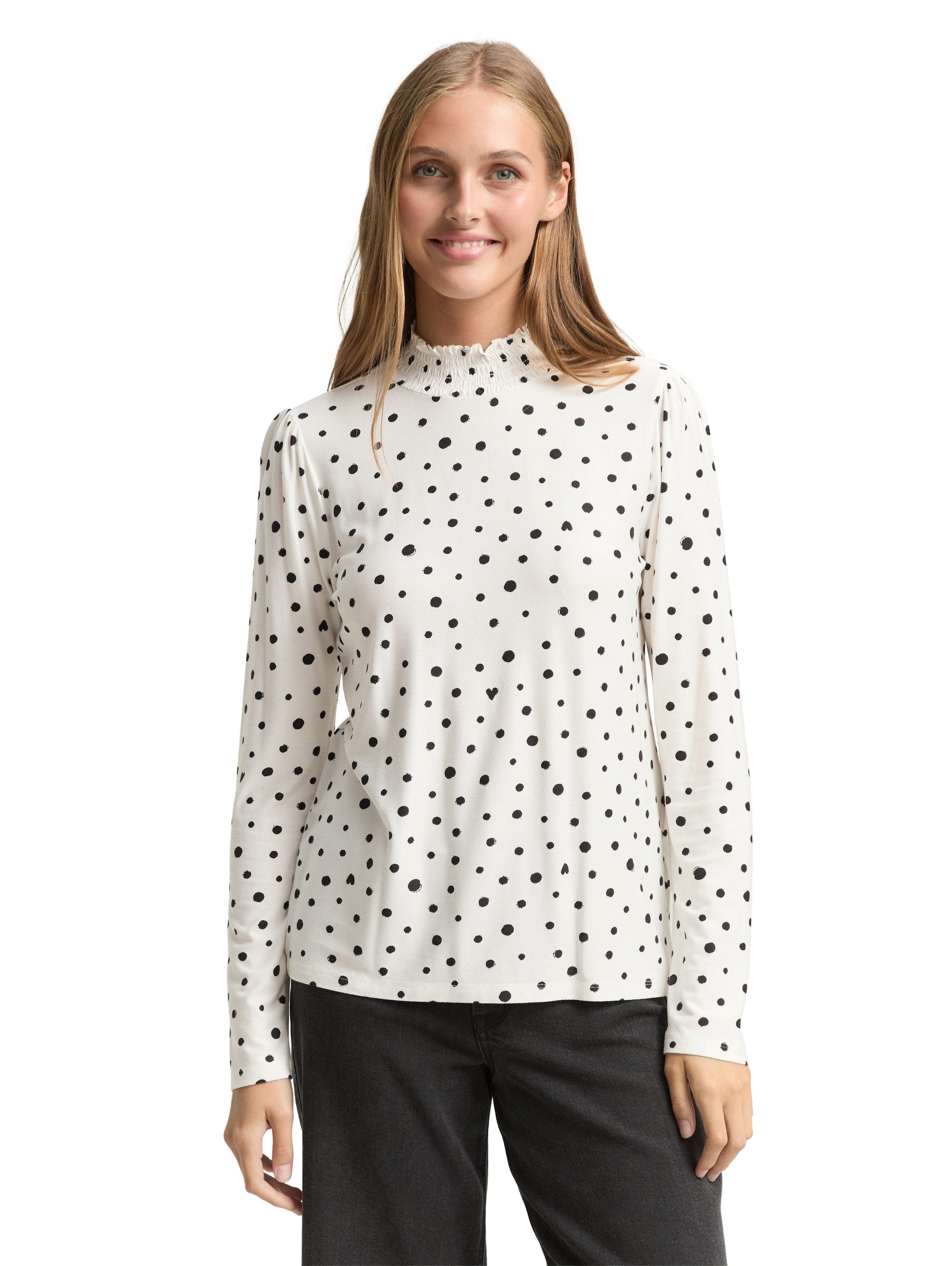 TOM TAILOR Denim Langarmshirt mit All-Over Print günstig online kaufen