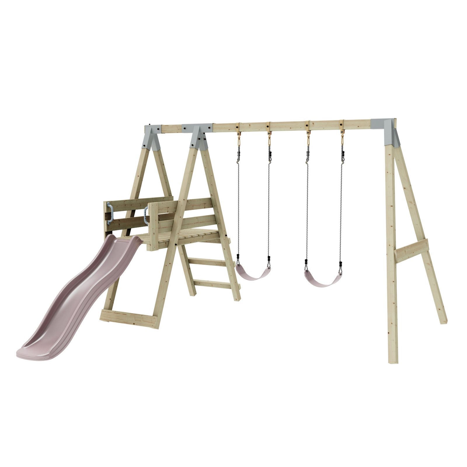 OutdoorToys Schaukelkombination Schaukel Möwe, aus Holz mit Rutsche, in Altrosa