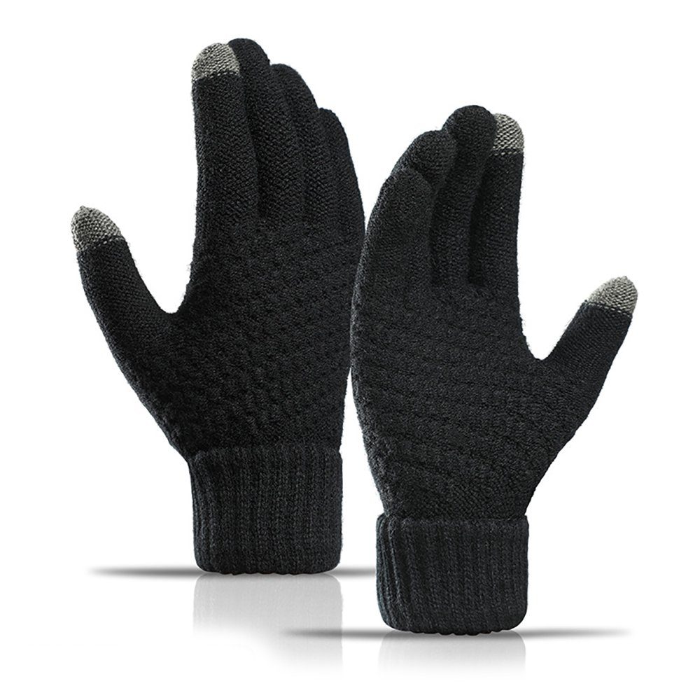 Alster Herz Alster Herz Fleecehandschuhe A0212 Schwarz Super Weiche Handschuhe, Unisex, Winter, Touchscreen