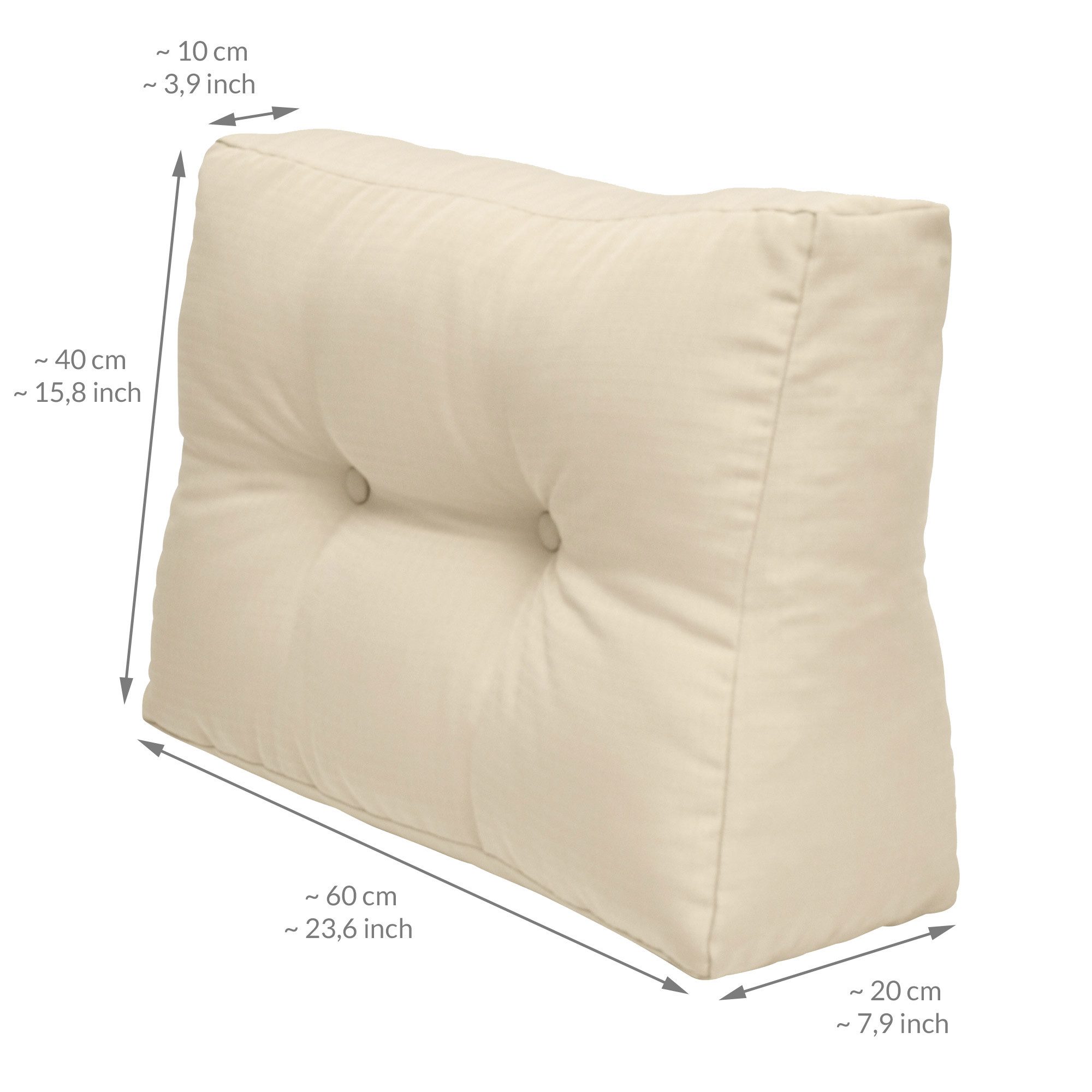 Beautissu Palettenkissen Palettenkissen Outdoor 1x Sitzkissen & 2x Rückenkissen, Natur, Outdoor 1x Sitzkissen 120x80cm & 2X Rückenkissen 60x40cm