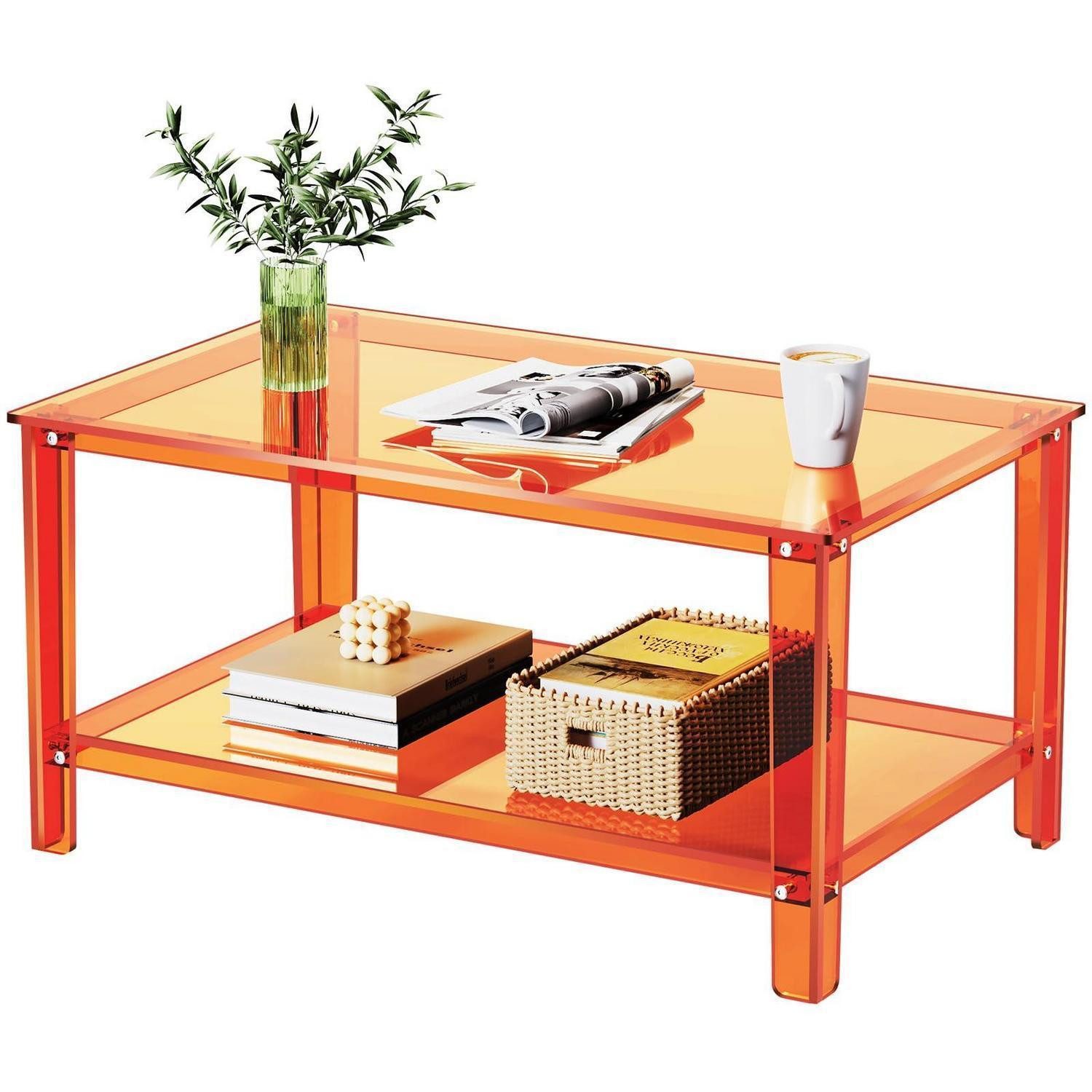 LuxusKollektion Couchtisch Acryl Couchtisch Orange 80x50x40cm (1-St)