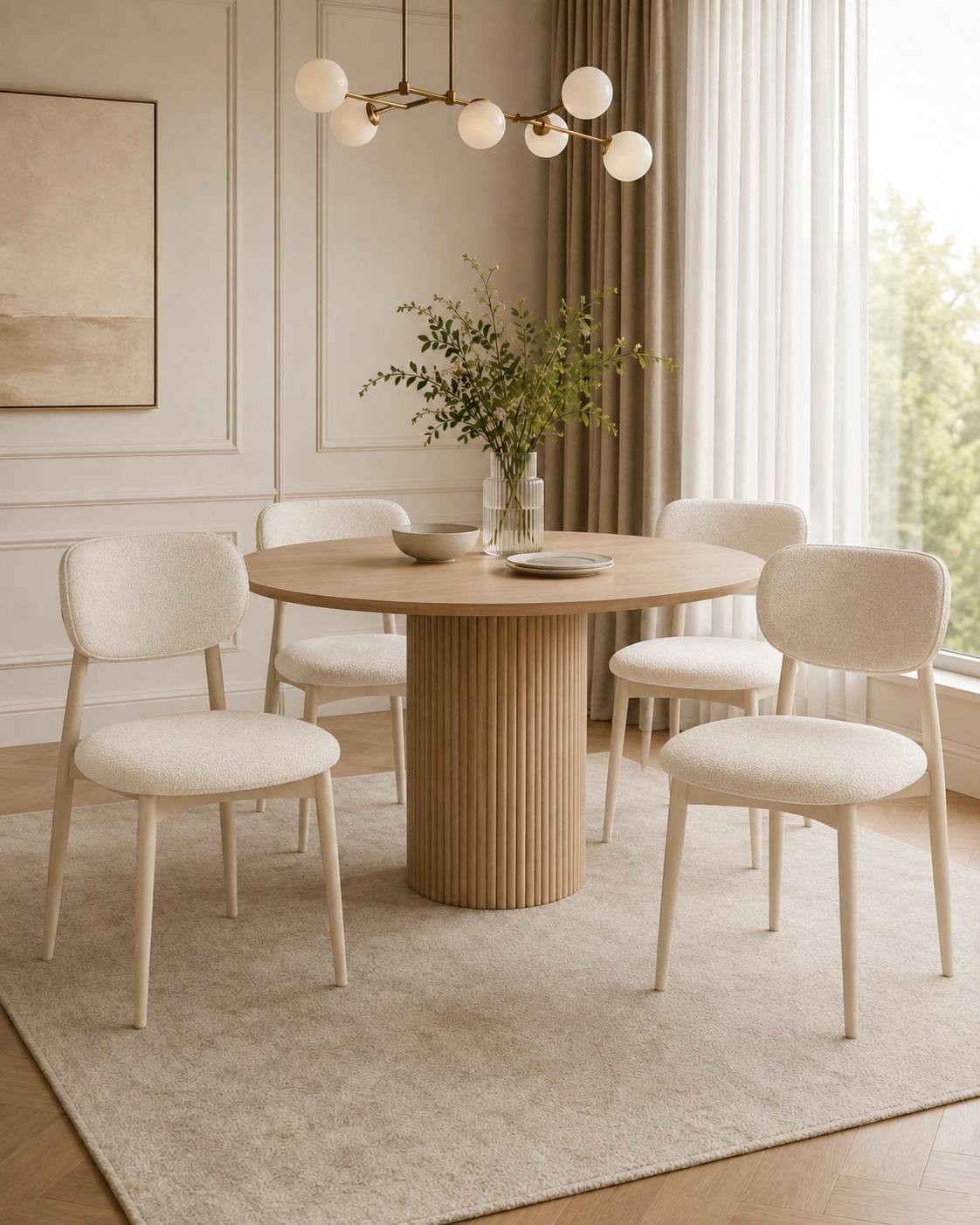 Xlmoebel Esszimmerstuhl Elegante weiße Textilstühle mit Holzgestell ohne Armlehnen Sofort (4er Set, 4 St), Hergestellt in Europa