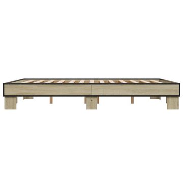 vidaXL Bett Bettgestell Sonoma-Eiche 150x200 cm Holzwerkstoff und Metall