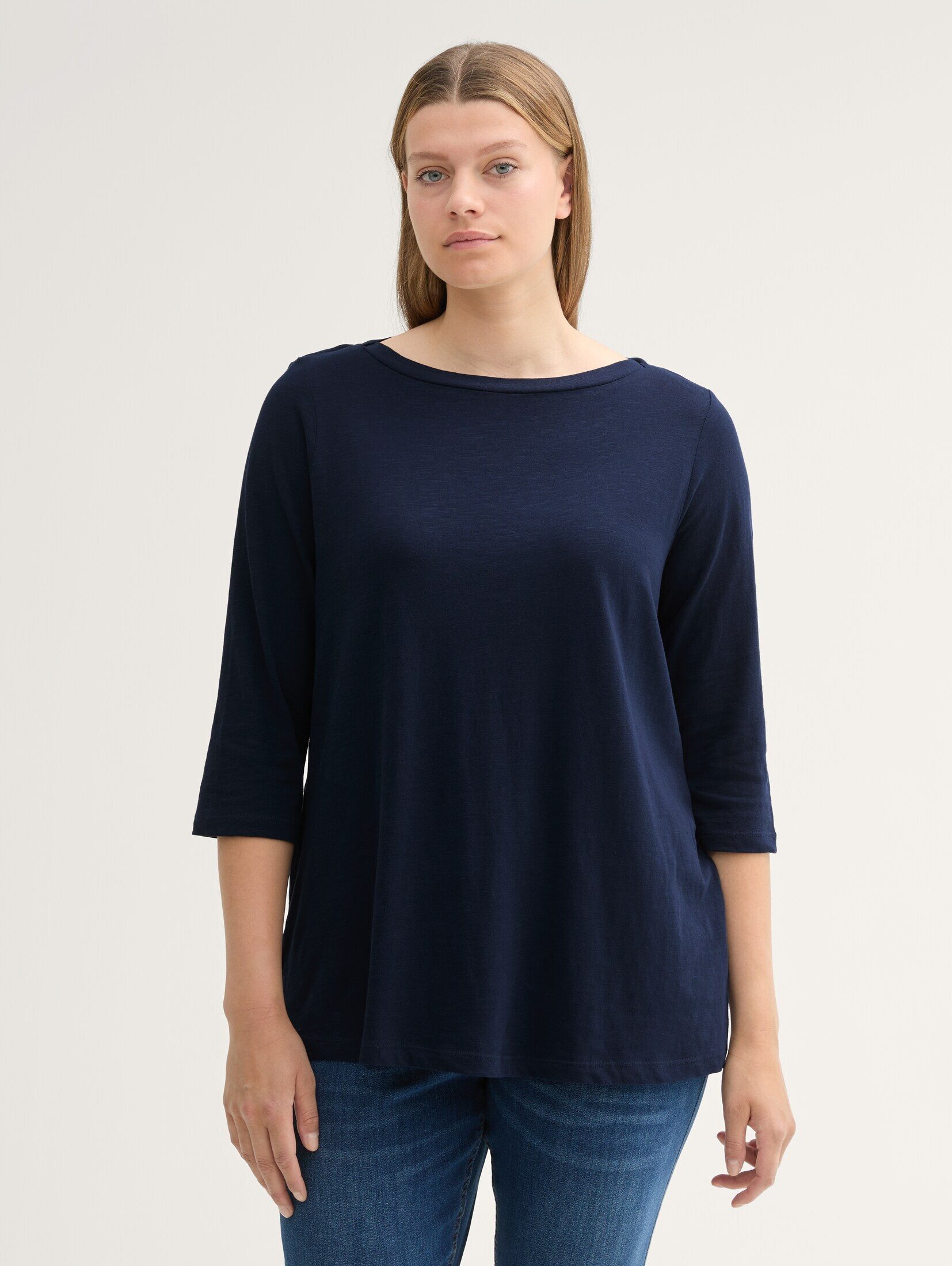 TOM TAILOR PLUS 3/4-Arm-Shirt Plus Size - 3/4 Arm Shirt mit Bio-Baumwolle