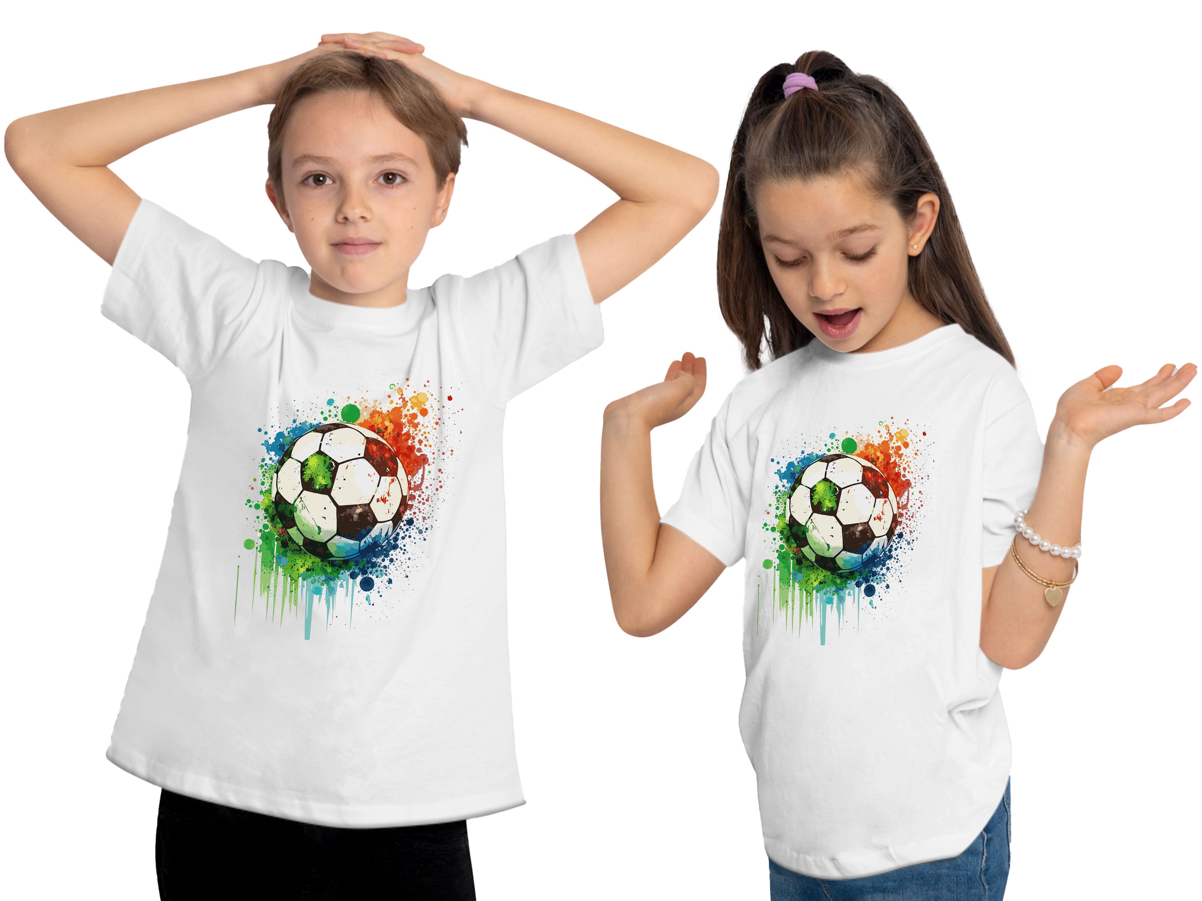 MyDesign24 T-Shirt Kinder Fussball Print Shirt Bedrucktes Fussball T-Shirt i475