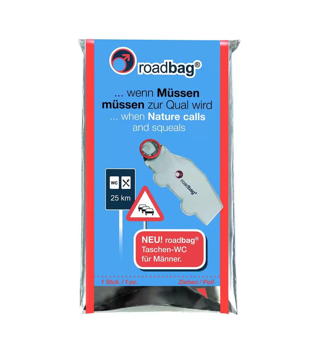DocMed Urinbeutel roadbag Taschen-WC für Männer (Sofort einsatzbereit ohne Vorbereitung, 1 St., Praktisch, Leichtes Gewicht), Ideal für Unterwegs
