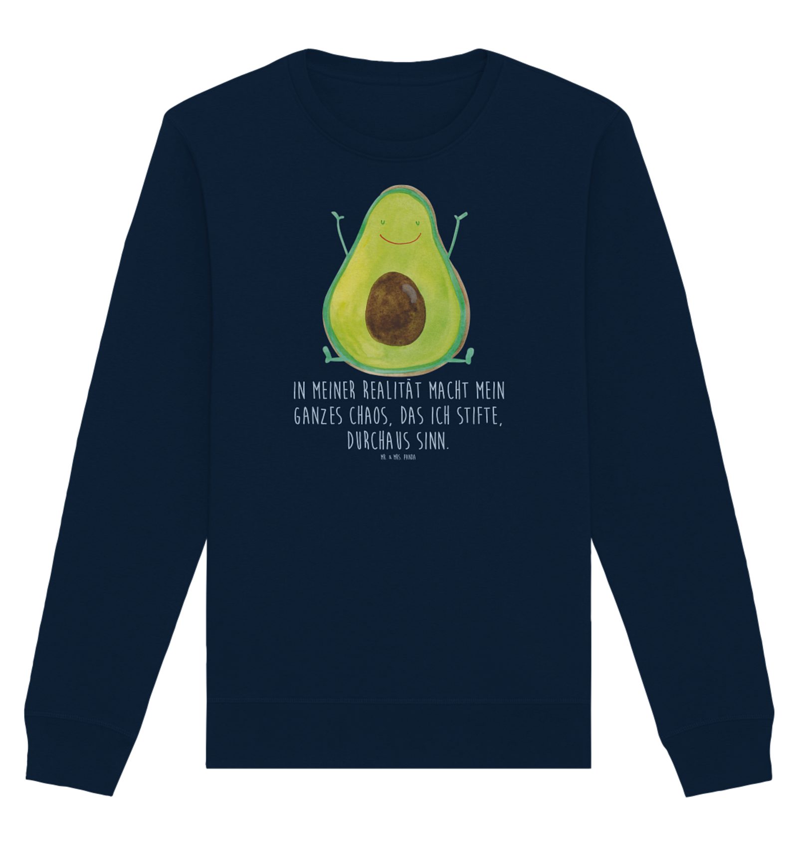Longpullover Avocado Glücklich Größe XL - French Navy - Geschenk, Freude, Gesund