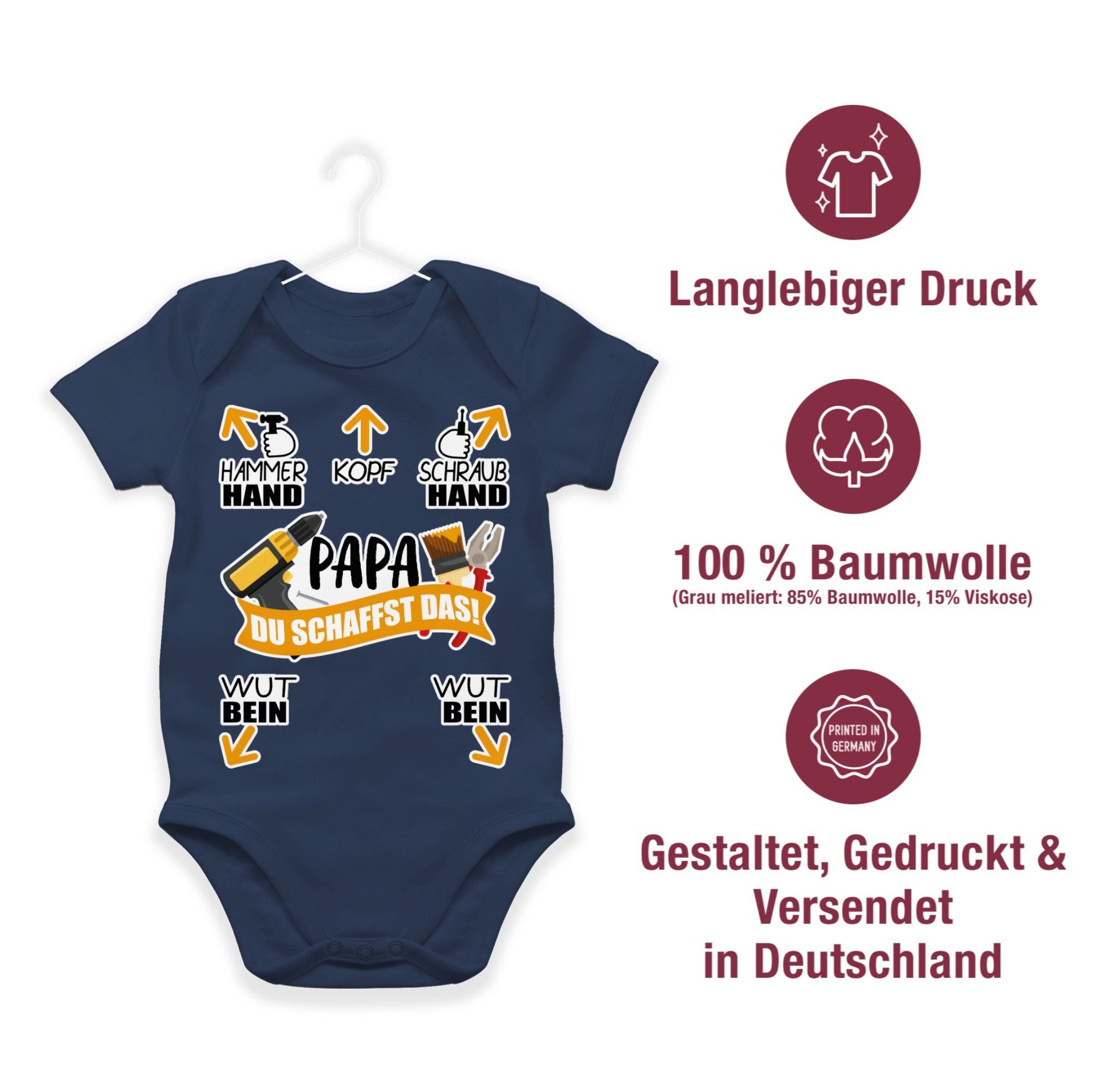 Shirtracer Shirtbody Papa - Du schaffst Navy Baby 2 Vatertag Werkzeug Geschenk das! Blau 