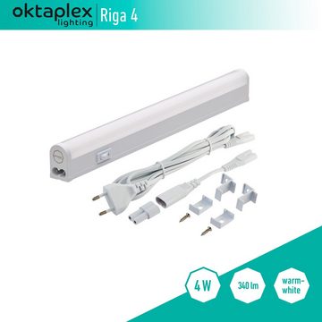 Oktaplex lighting LED Unterbauleuchte Riga 4W 28cm 230V, Ein-/Ausschalter, LED fest verbaut, Warmweiß, 3000K Lichtleiste Küche Unterschrankleuchte