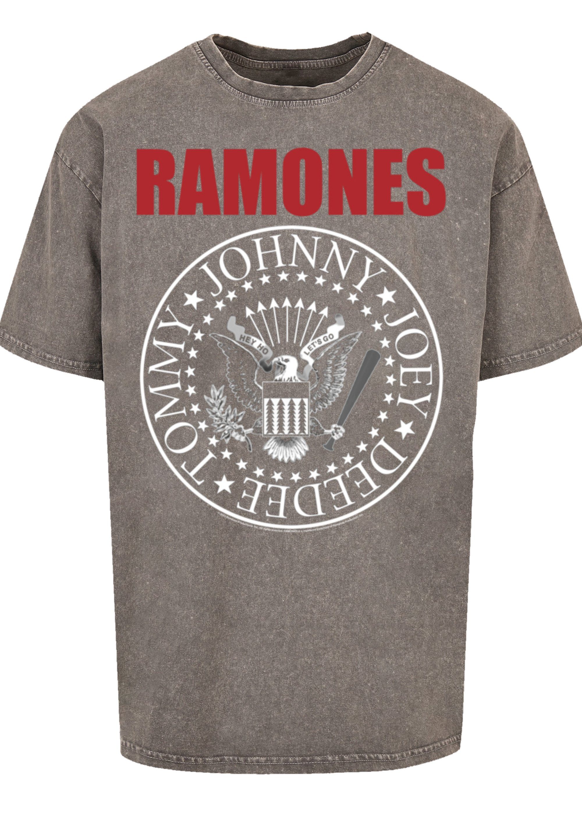 F4NT4STIC T-Shirt Rock-Musik Band, Band Qualität, Red Ramones Rock Asphalt Text Premium Seal Musik