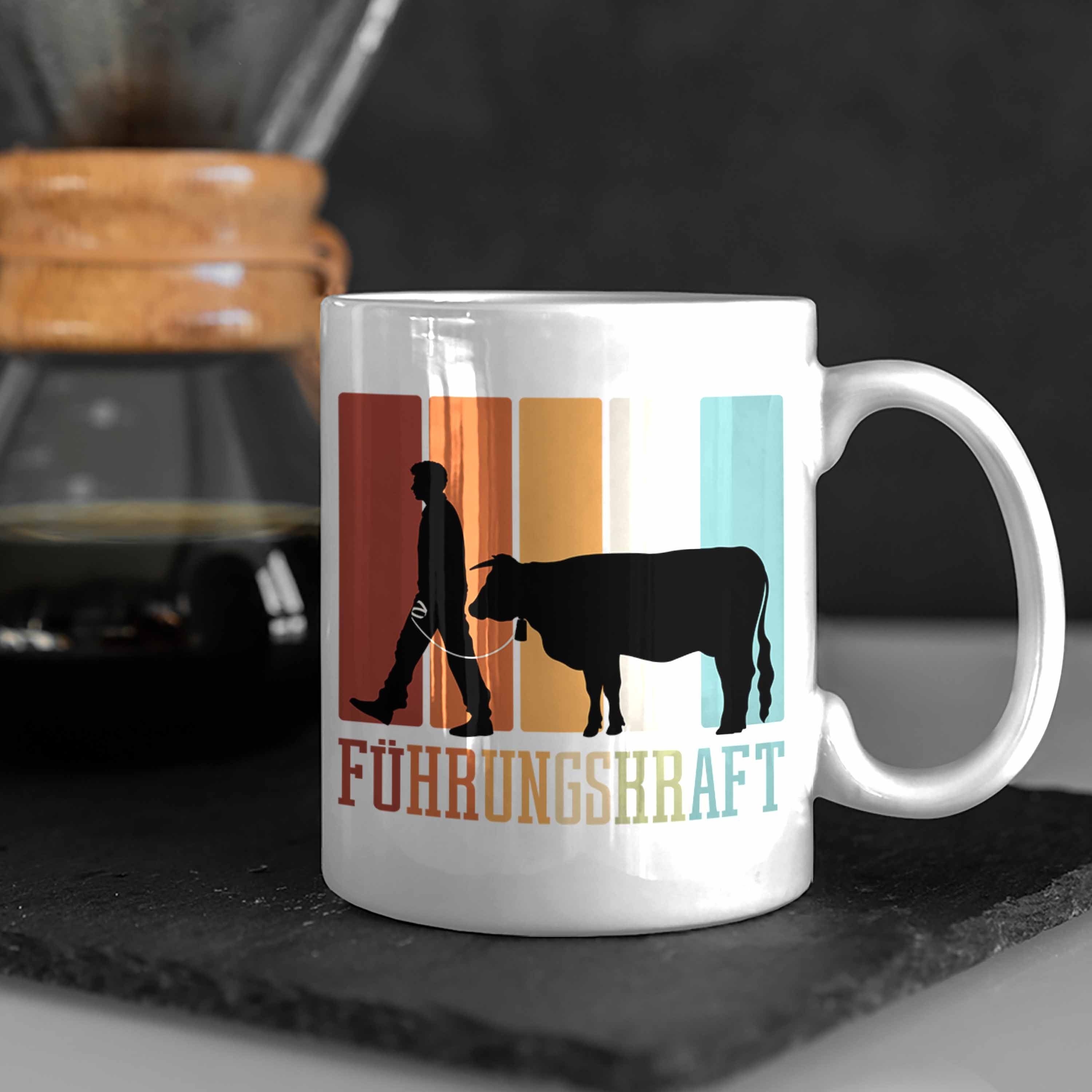 Tasse Trendation Bauer Führungskraft Landwirt für Tasse Tasse Kaffee-Becher Weiss Bauern Kuh