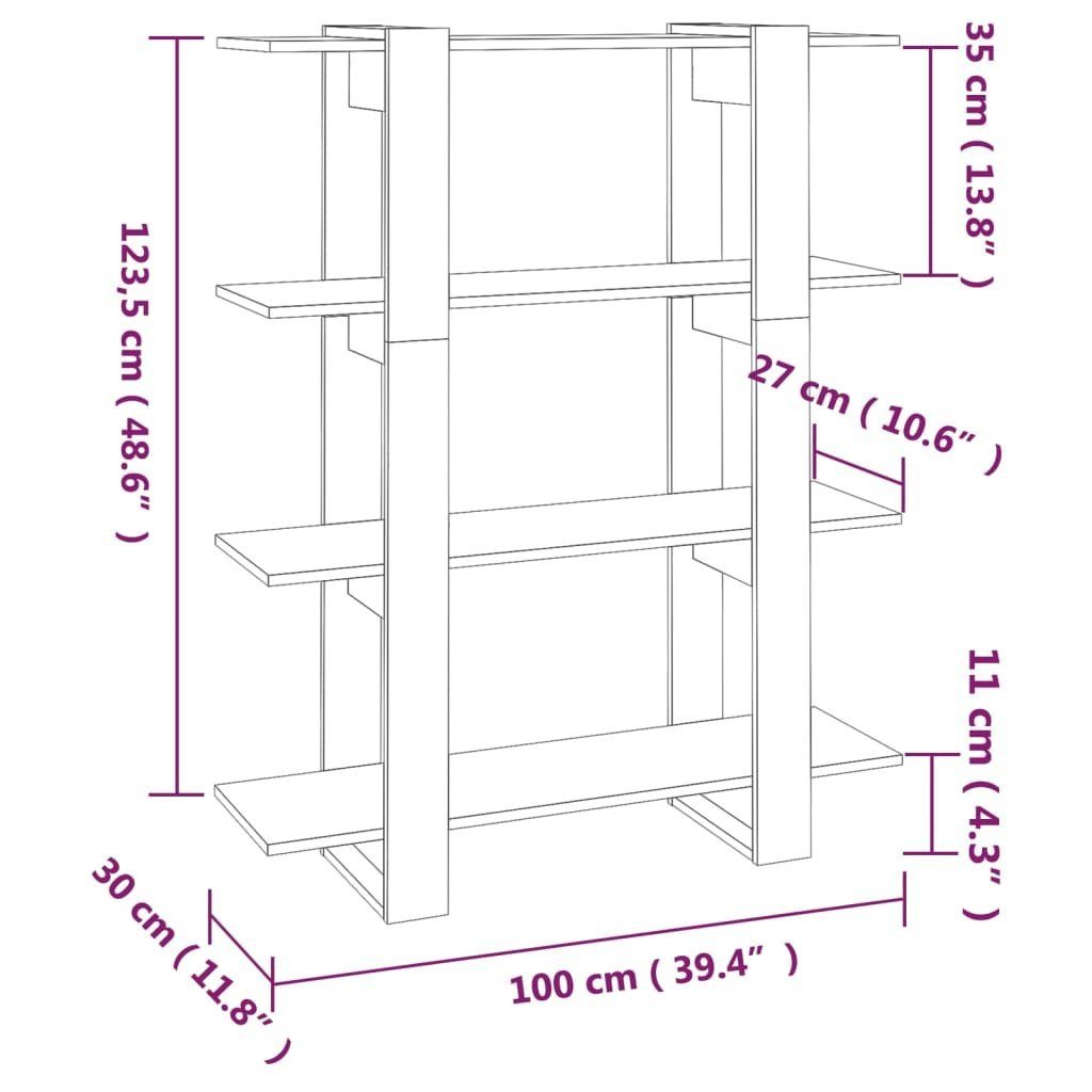 furnicato Bücherregal Bücherregal/Raumteiler Weiß 100x30x123,5 cm