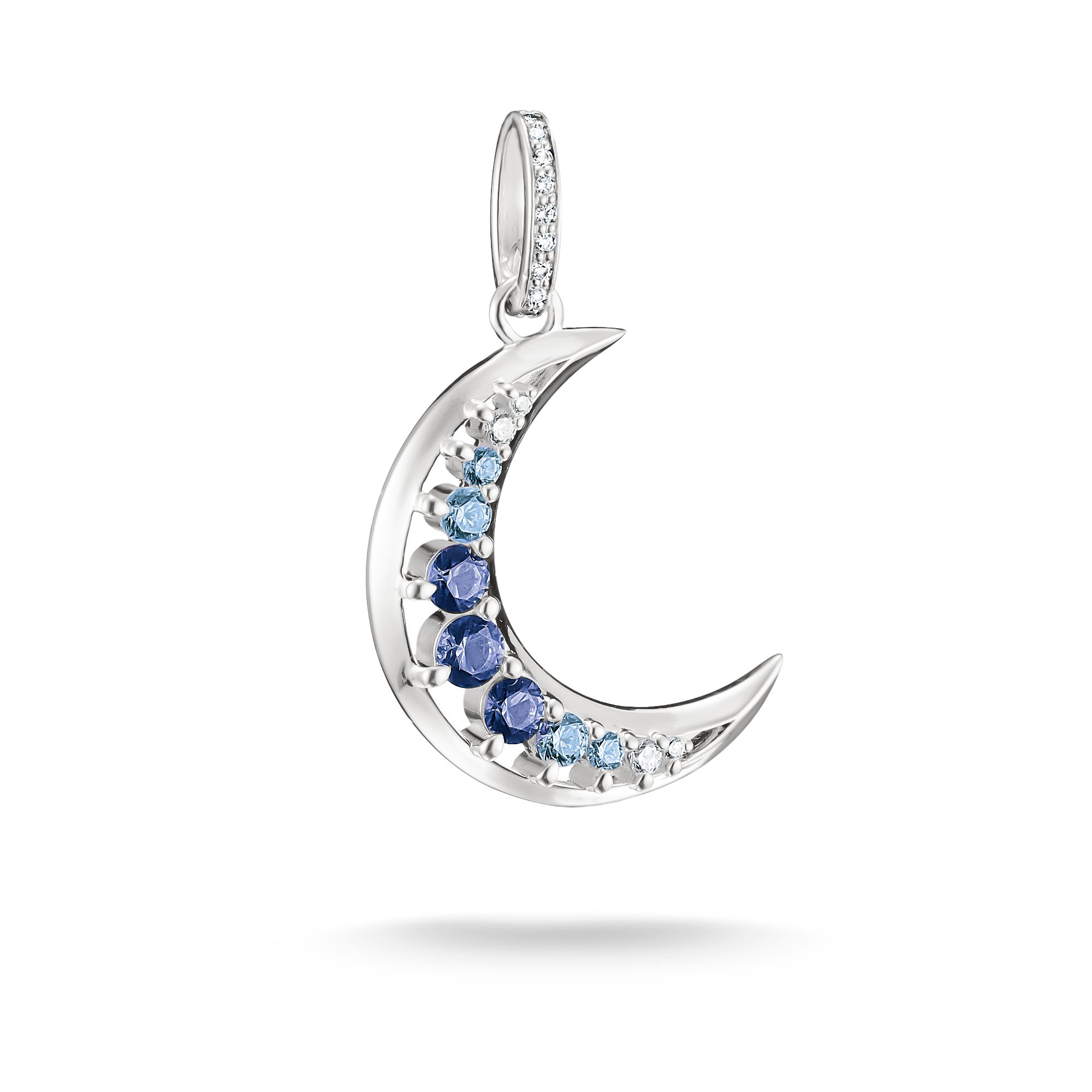 THOMAS SABO Kettenanhänger Midnight Sky Anhänger Mond, mit Glas-Keramik Stein, Zirkonia (synth)
