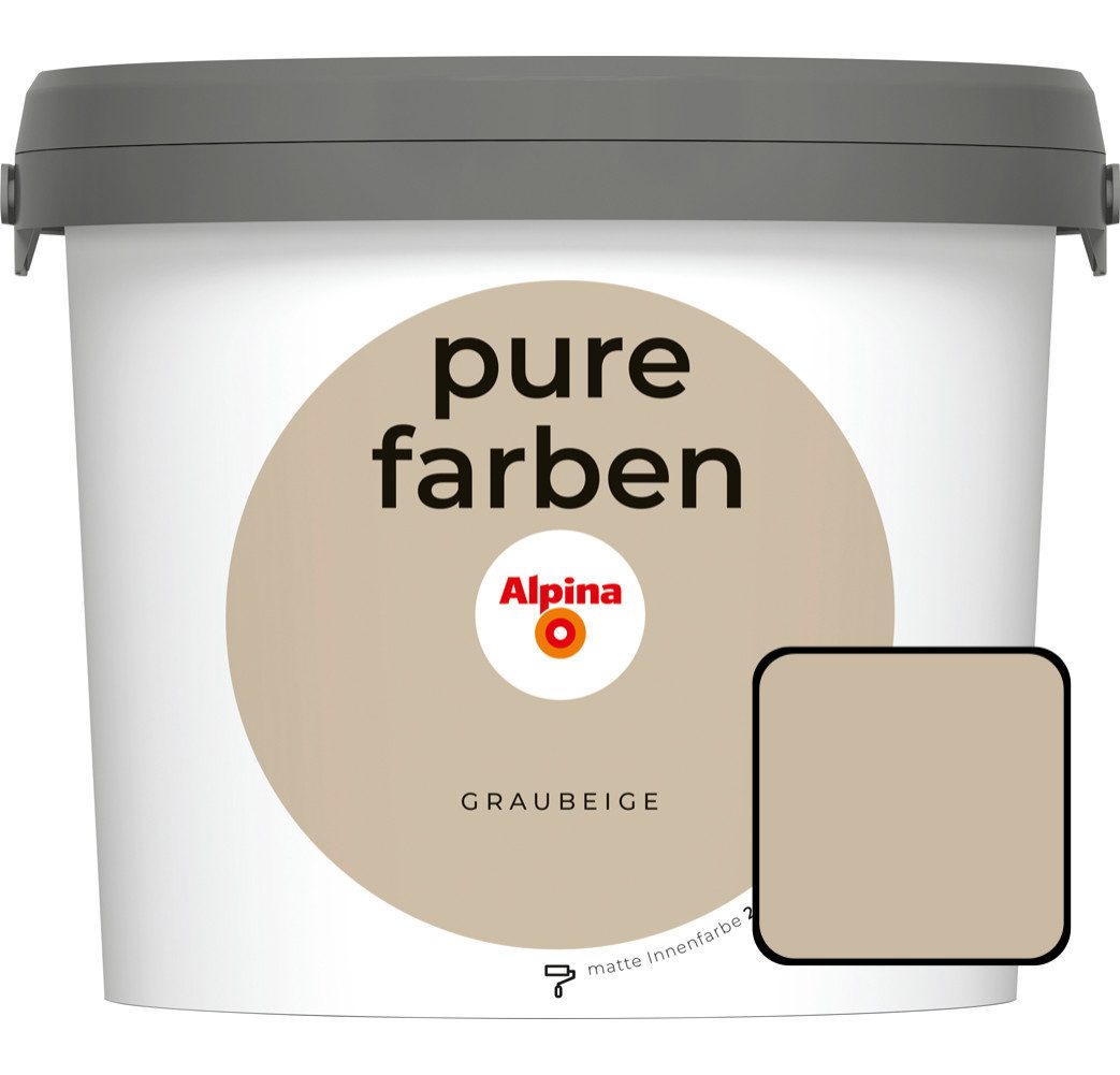 Alpina Wandfarbe Alpina Pure Farben Wandfarbe graubeige 2,5 L