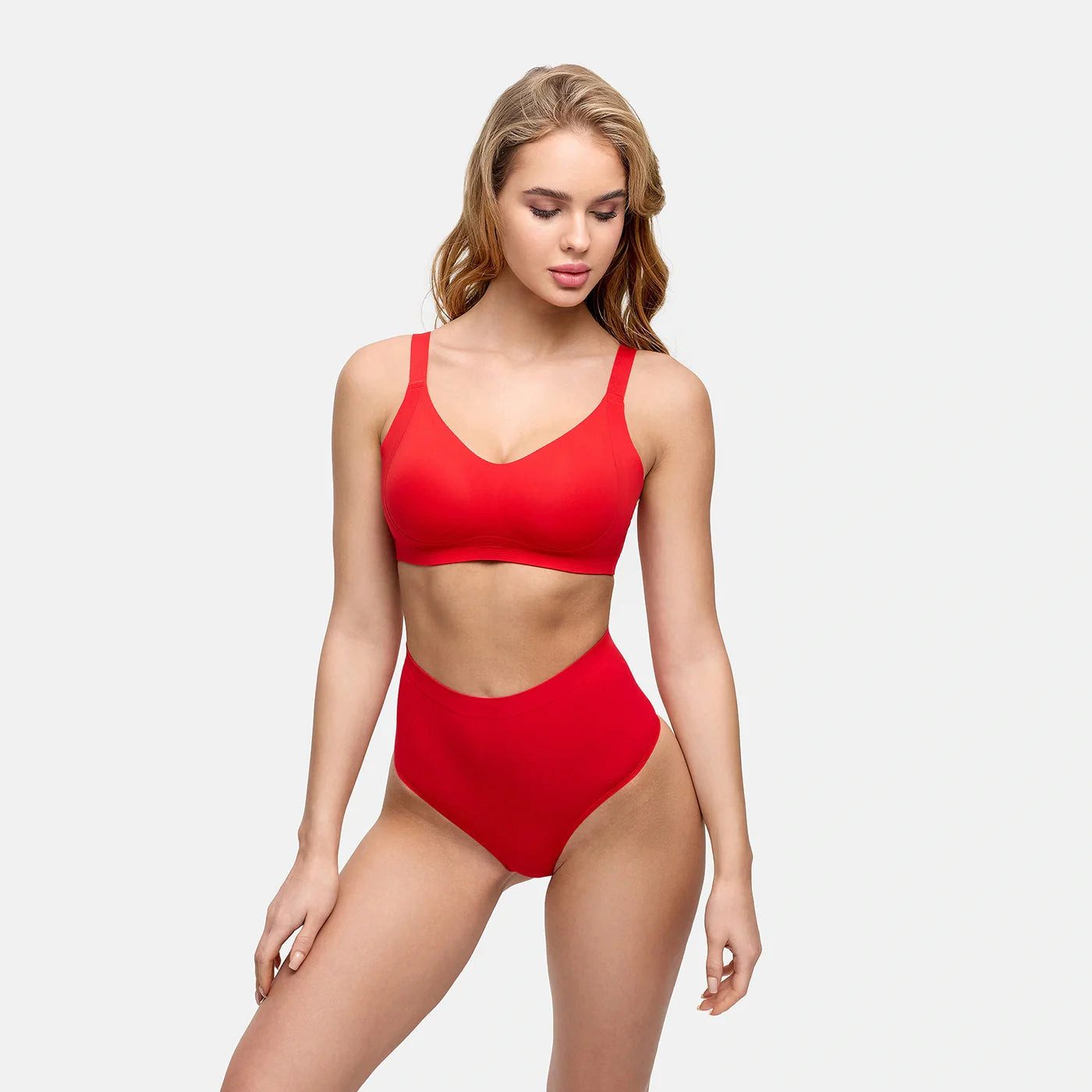 cfab (creamy fabrics) Tanga Seamless High-Waist Tanga, 3er Pack-Rot-3XL