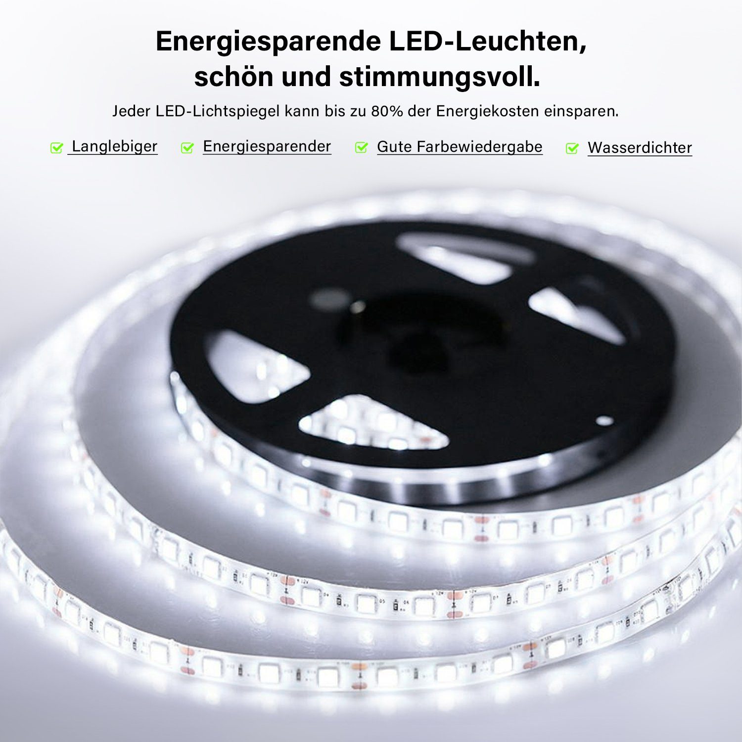 SONNI Badspiegel Badspiegel mit Beleuchtung Wandspiegel 60 x 40cm Led Badspiegel, Kaltweiß Wandschalter Badspiegel mit Licht IP44 – Bild 5 von 5