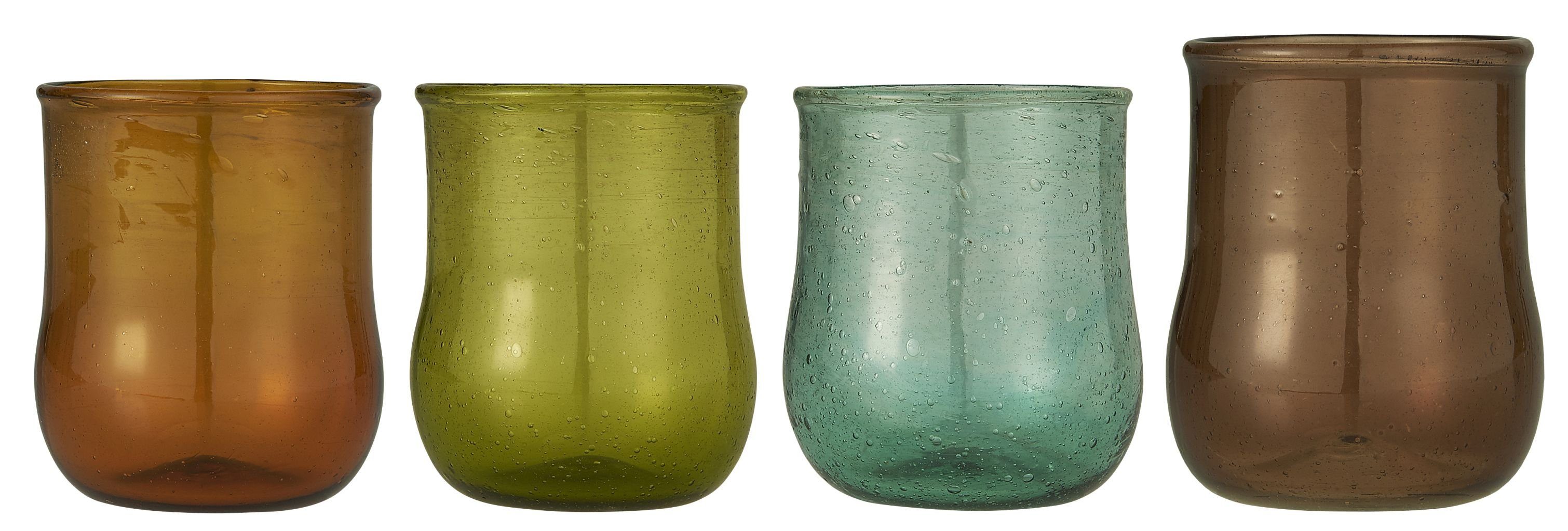 Wohndecke 4x Vase Blumenvase Set Glas Transparent Bunt H 7cm Ib Laursen 8554-99, Ib Laursen