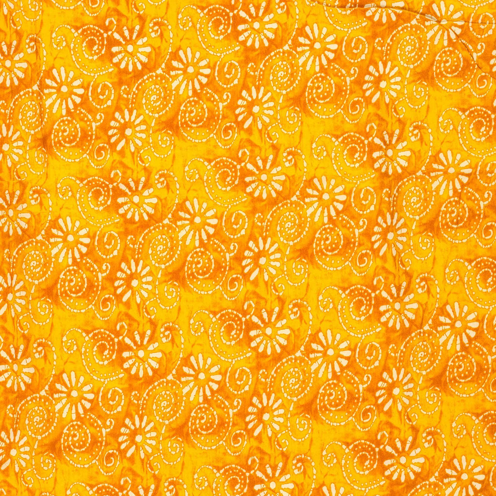 maDDma Stoff Baumwoll-Voile Stoff Blumenmuster Batik Meterware 145cm breite, gelb