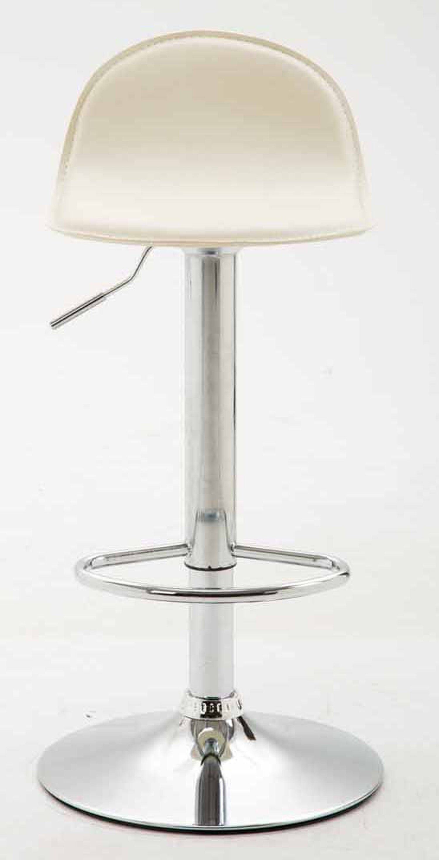Theke Lana TPFLiving Barhocker Küche), mit und & Hocker St., Kunstleder chrom- - Metall 2 Sitzfläche: (Set, Creme drehbar Gestell: Rückenlehne 360° Fußstütze - für hoher
