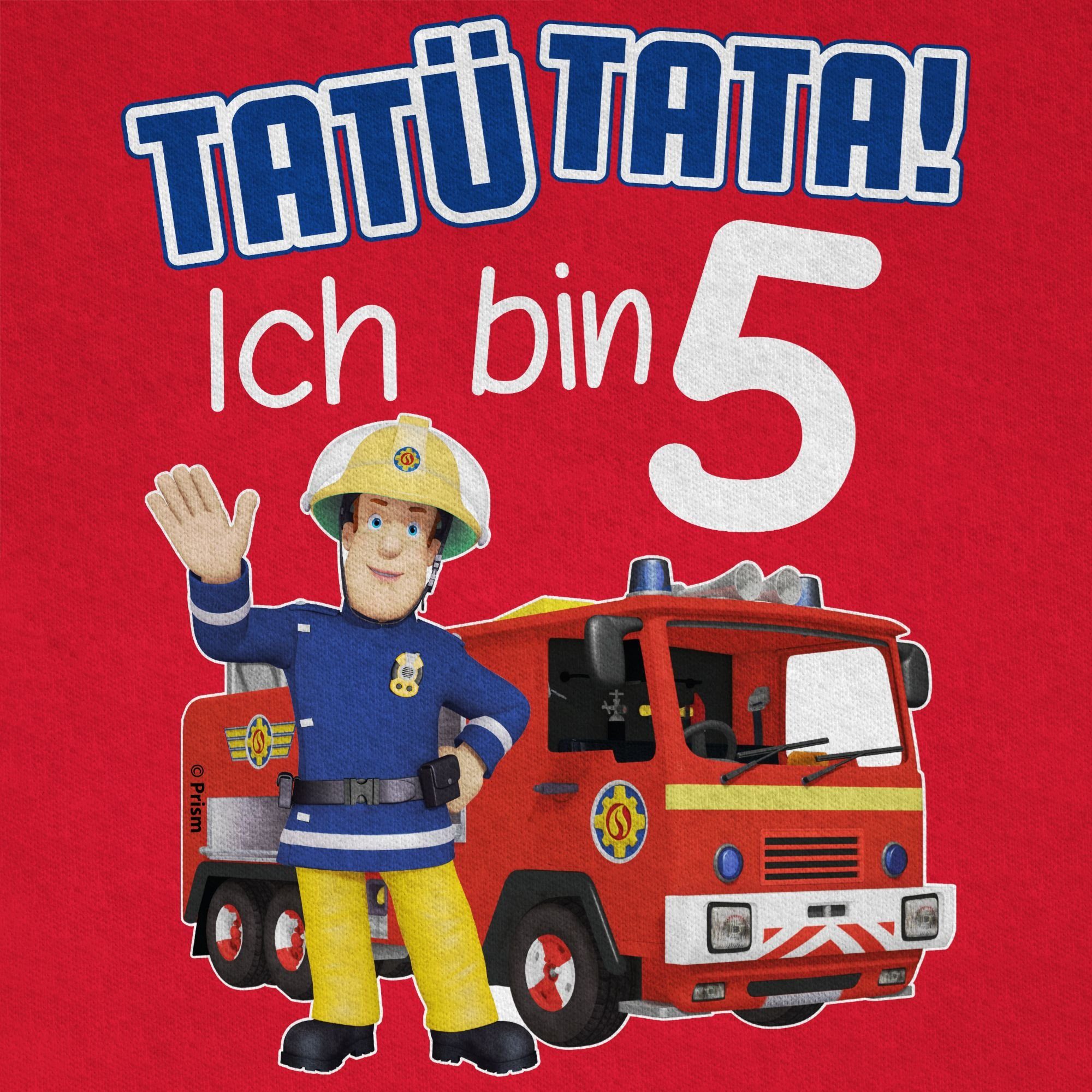 Shirtracer Jungen - Tatü Rot blau T-Shirt bin 01 5 Tata! Feuerwehrmann Ich Sam