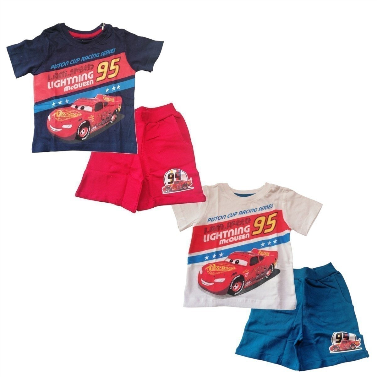 Cars Pyjama Kurzer Pyjama "Lightning McQeen", Cars, Blau-Rot oder Weiß-Blau, (Set, 2 tlg., Set bestehend aus Oberteil und Hose)