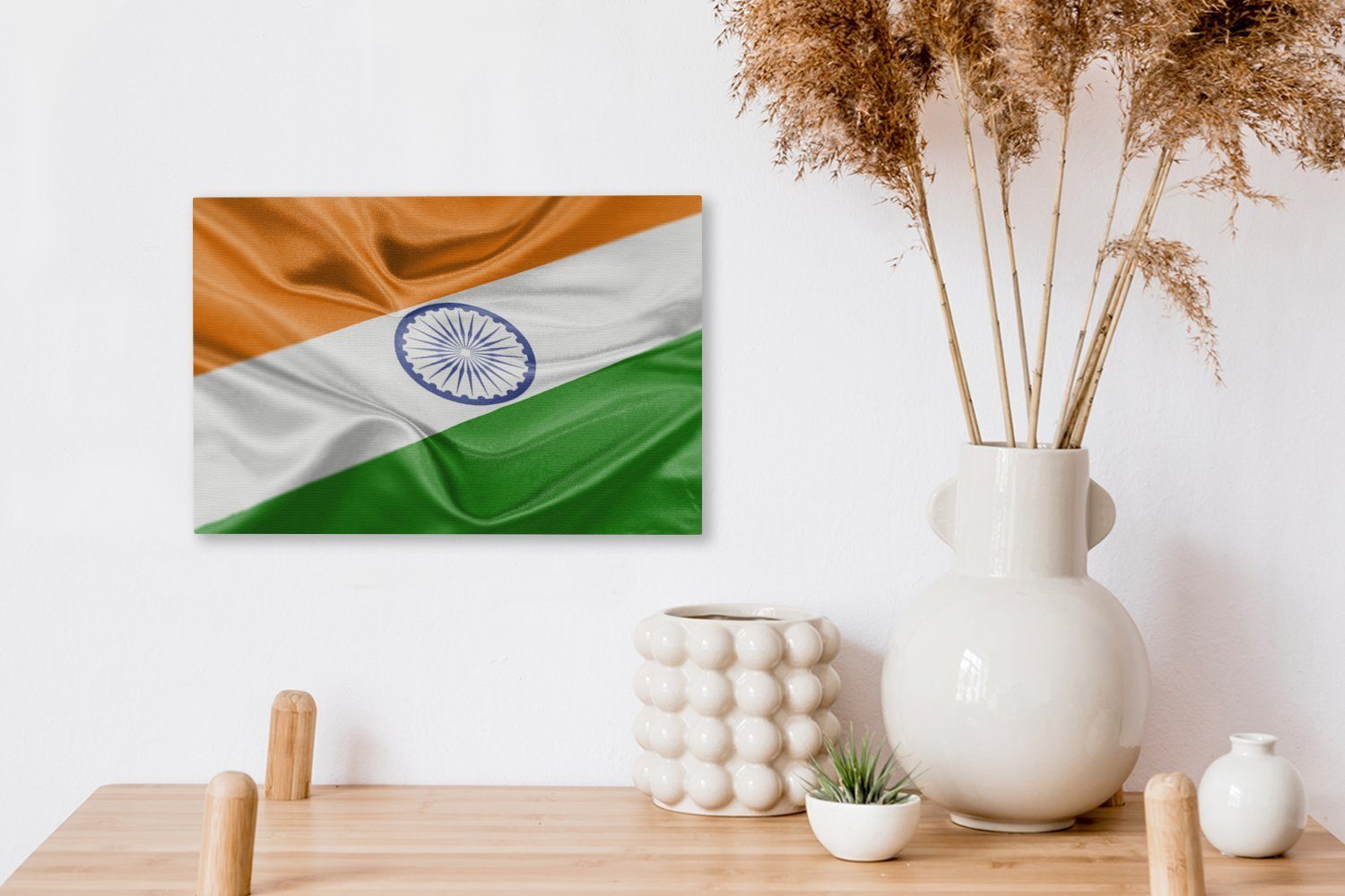 30x20 St), cm OneMillionCanvasses® Wandbild Leinwandbild Nahaufnahme Indien, Wanddeko, (1 Aufhängefertig, von Leinwandbilder, der Flagge