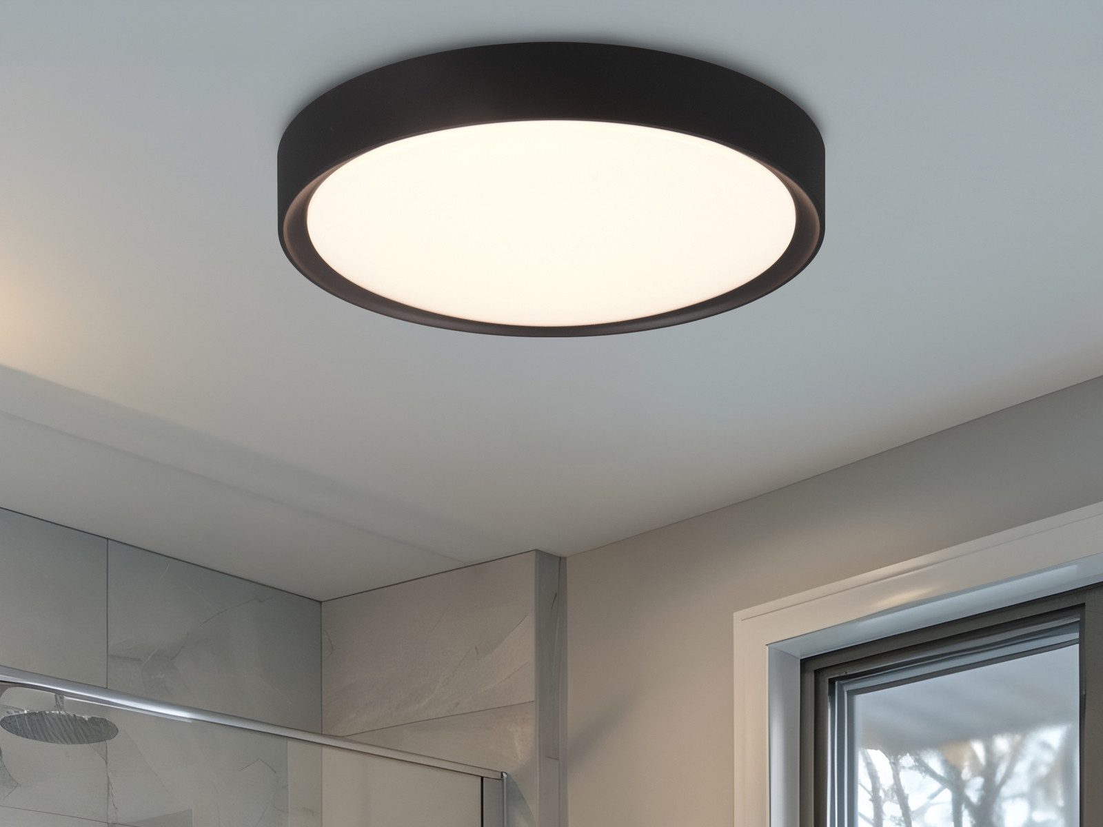 TRIO Leuchten LED Deckenleuchte Badlampe flach Ø 33cm, LED fest integriert, Warmweiß, Badezimmer Lampe rund, Bad-Lampe Decke, Gäste WC & Keller-Lampe – Bild 5 von 5