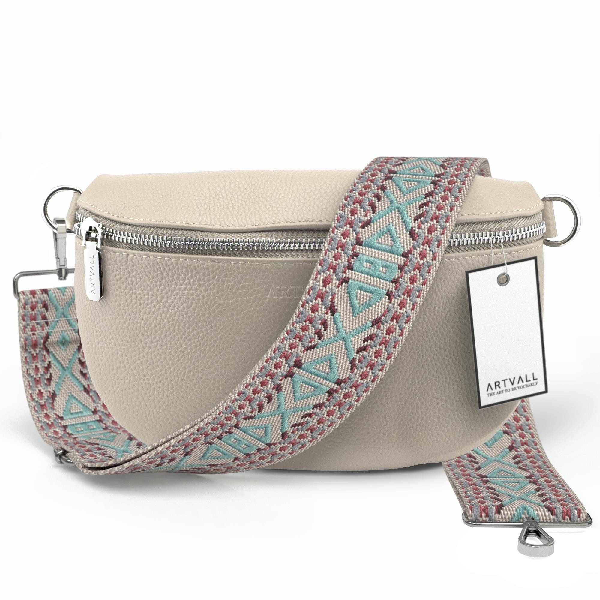 Umhängetasche Echtleder Handtasche Brusttasche Crossbody Beige