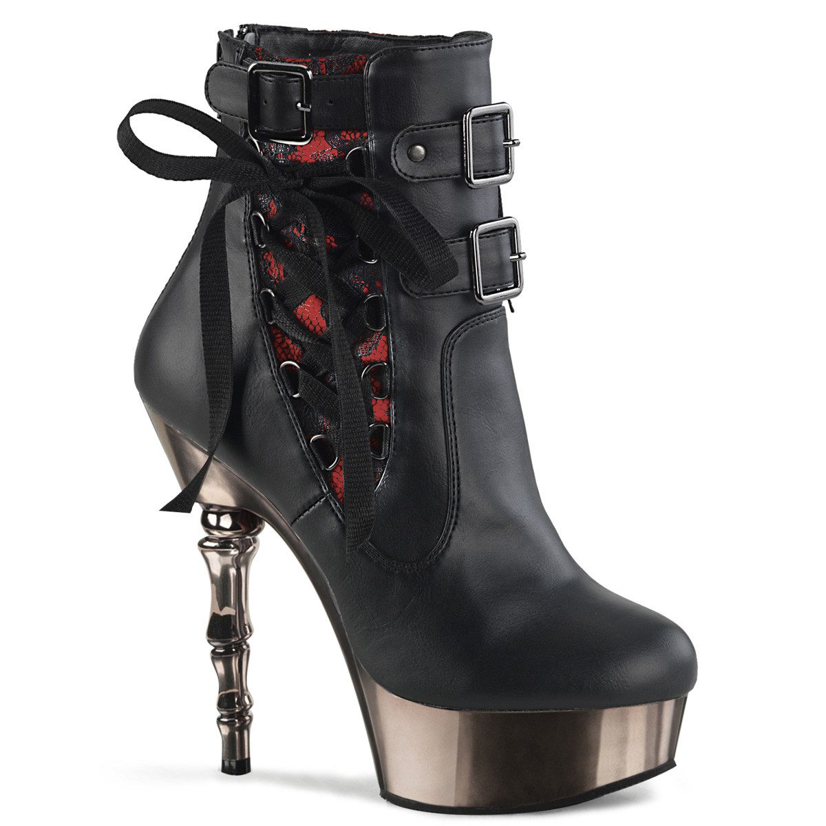 Sale MUERTO-1030 DemoniaCult Plateaustiefeletten Knochenabsatz schwarz High-Heel-Stiefel