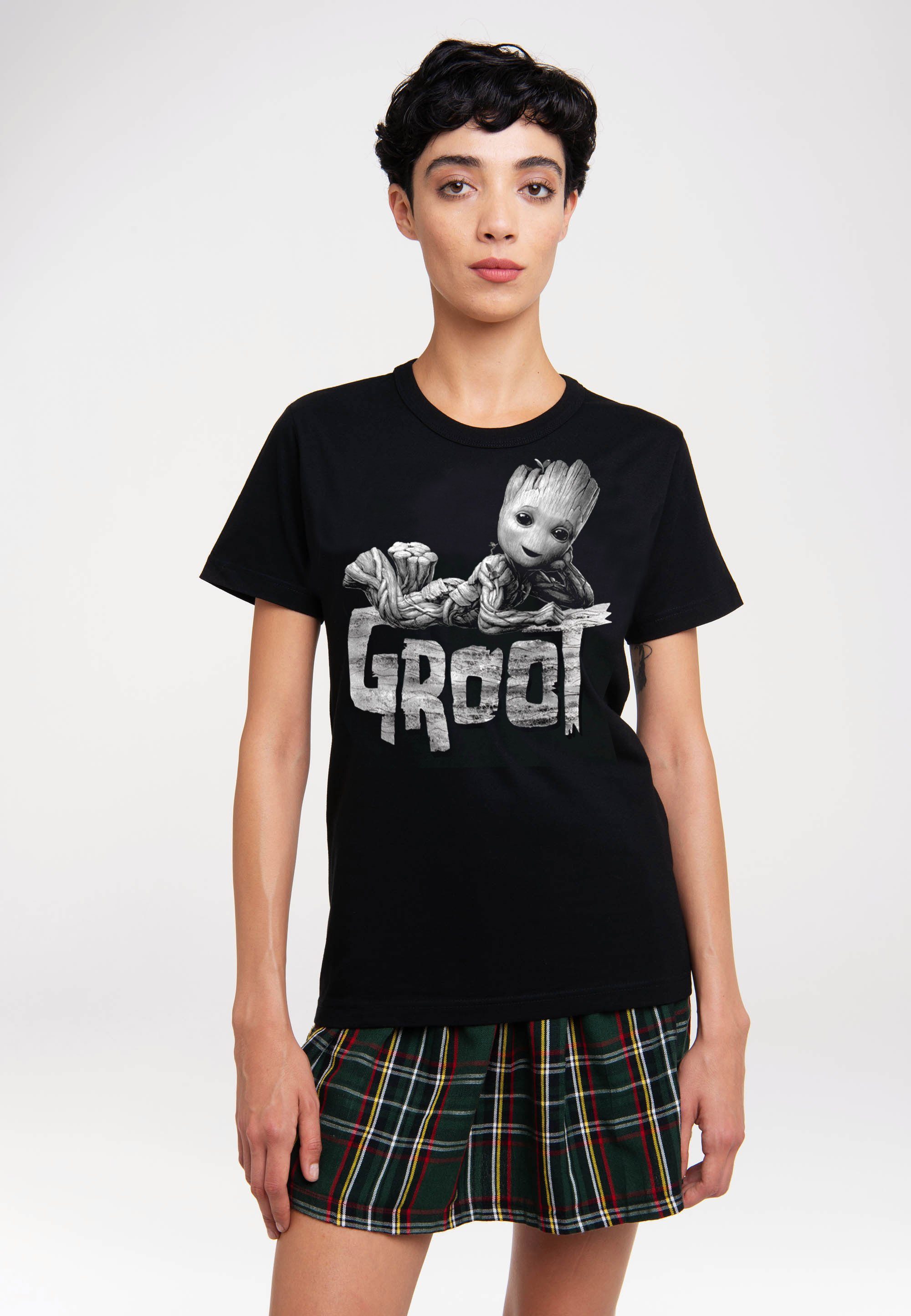 LOGOSHIRT Marvel Print Groot mit - T-Shirt witzigem Groot