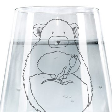 Mr. & Mrs. Panda Glas Chinchilla Blume - Transparent - Geschenk, Trinkglas, Gute Laune, lus, Premium Glas, Exklusive Gravur