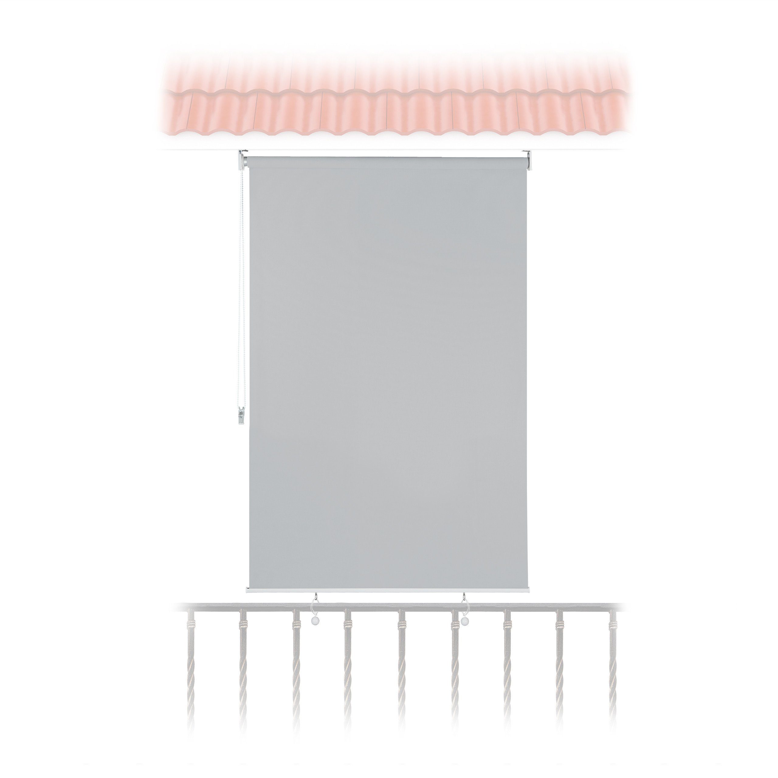 relaxdays Balkonsichtschutz Graue Senkrechtmarkise mit Seilzug 100 x 140 cm