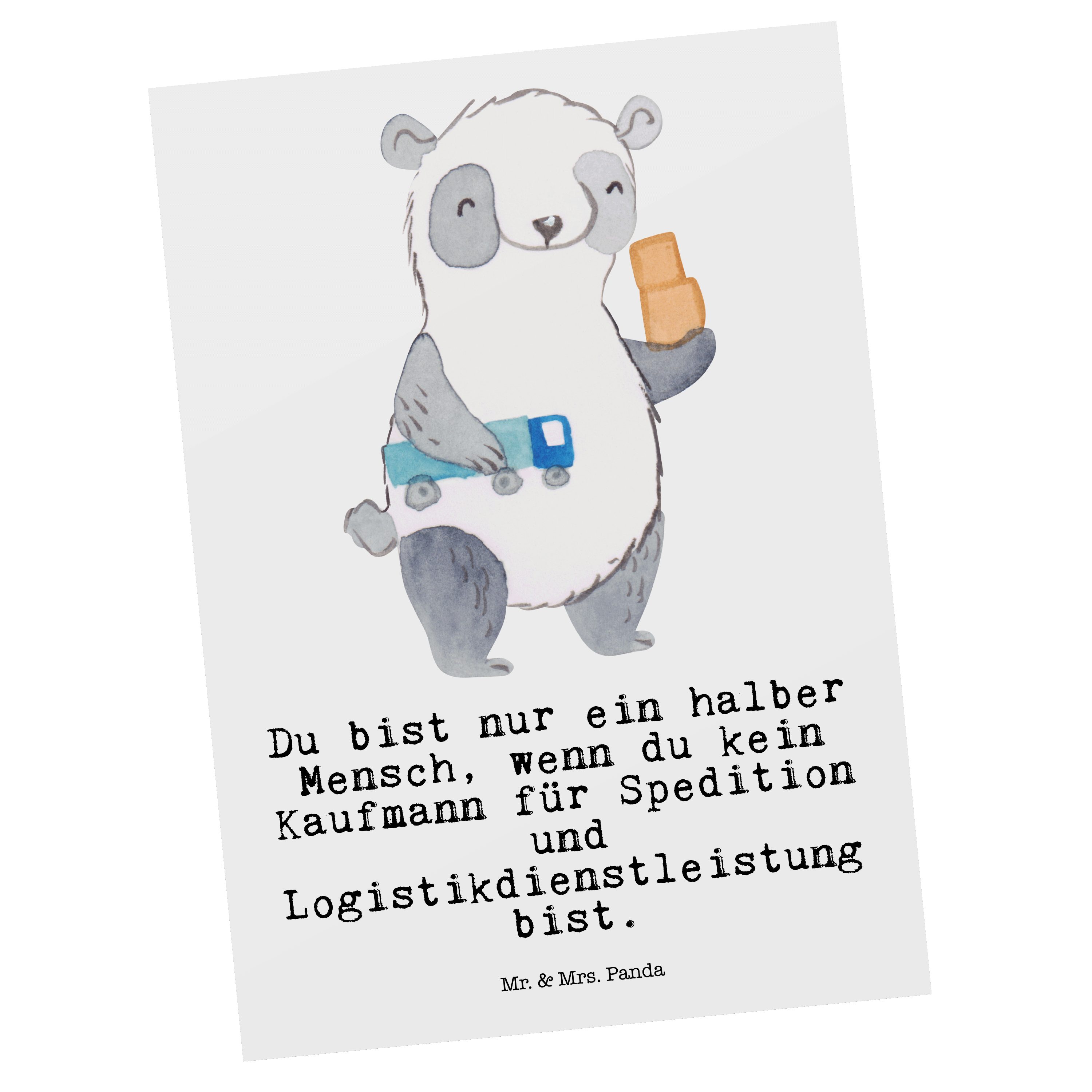 Mr. & Mrs. Panda Postkarte Kaufmann für Spedition und Logistikdienstleistung mit Herz - Weiß - G