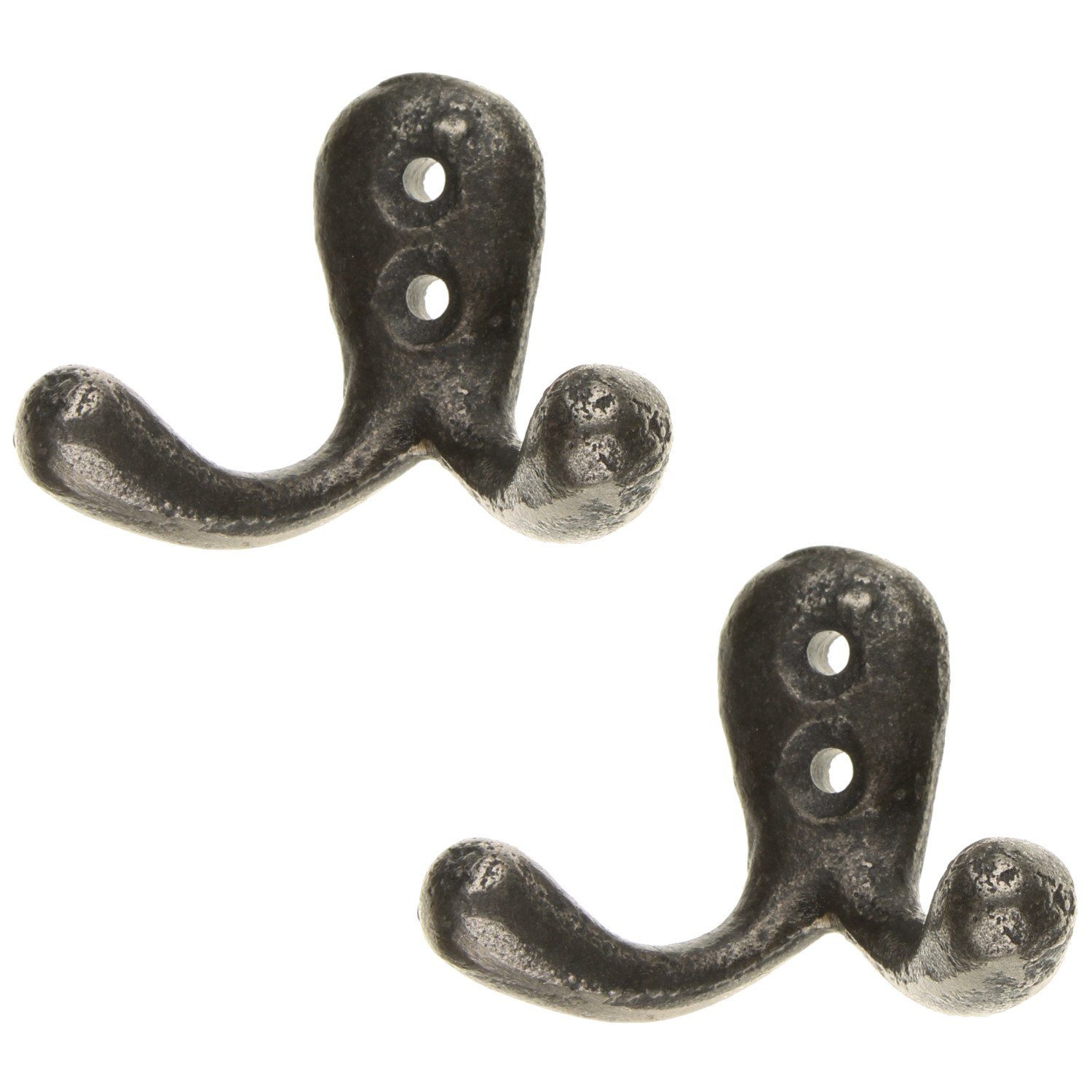 Macosa Home Dekohaken Garderobenhaken Wandhaken Metall schwarz 2er Set, (Doppelhaken), Haken Dekohaken Kleiderhaken Metallhaken
