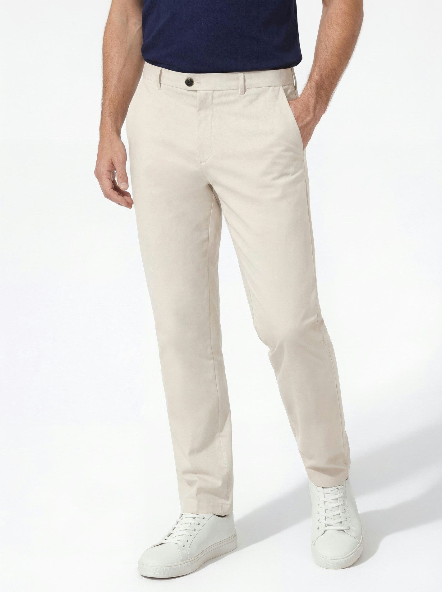 Hiltl Chinos Turnberry Performance Chino Herren Slim Fit UPF 50, hellbeige, 52 Funktionshose mit Stretch, UPF 50+, Golfhose für Reise und Freizeit
