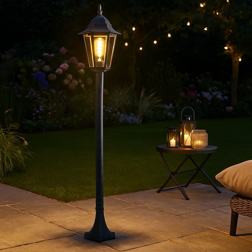 etc-shop LED Außen-Stehlampe, Leuchtmittel inklusive, Warmweiß, Stehleuchte Standlampe Außenleuchte LED grün-schwarz Filament