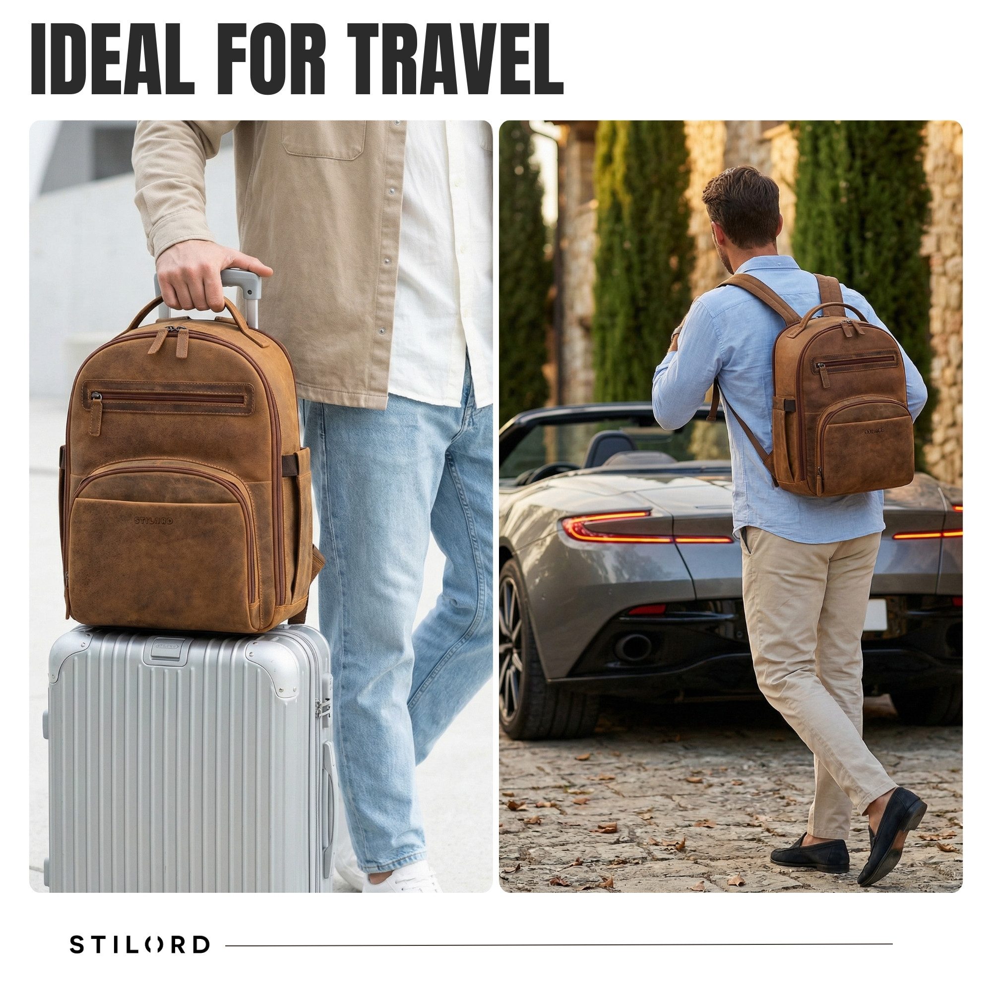 STILORD Notebookrucksack "Paco" Premium Business Rucksack Herren Leder Groß - 15,6 Zoll