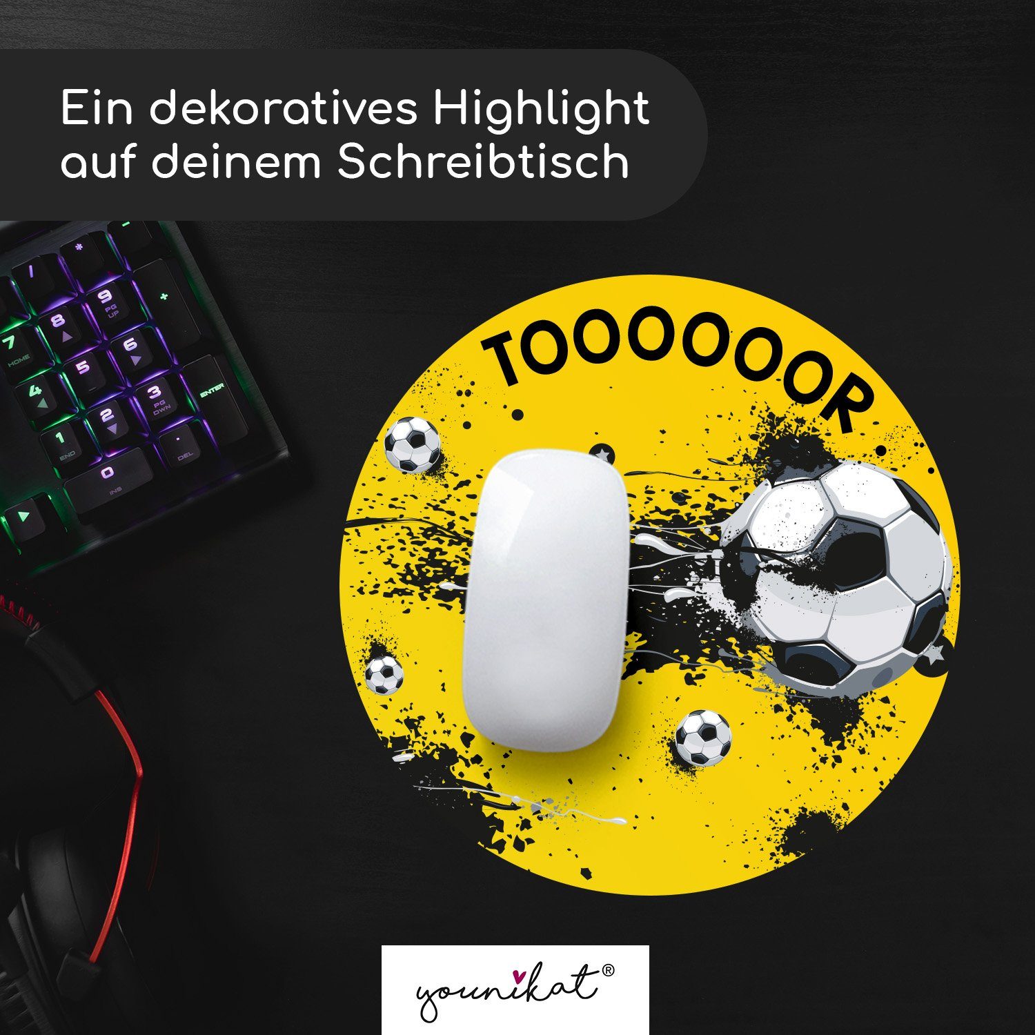 younikat Platzset Mauspad im Fußball-Design I Ø 22 cm rund – Bild 5 von 5