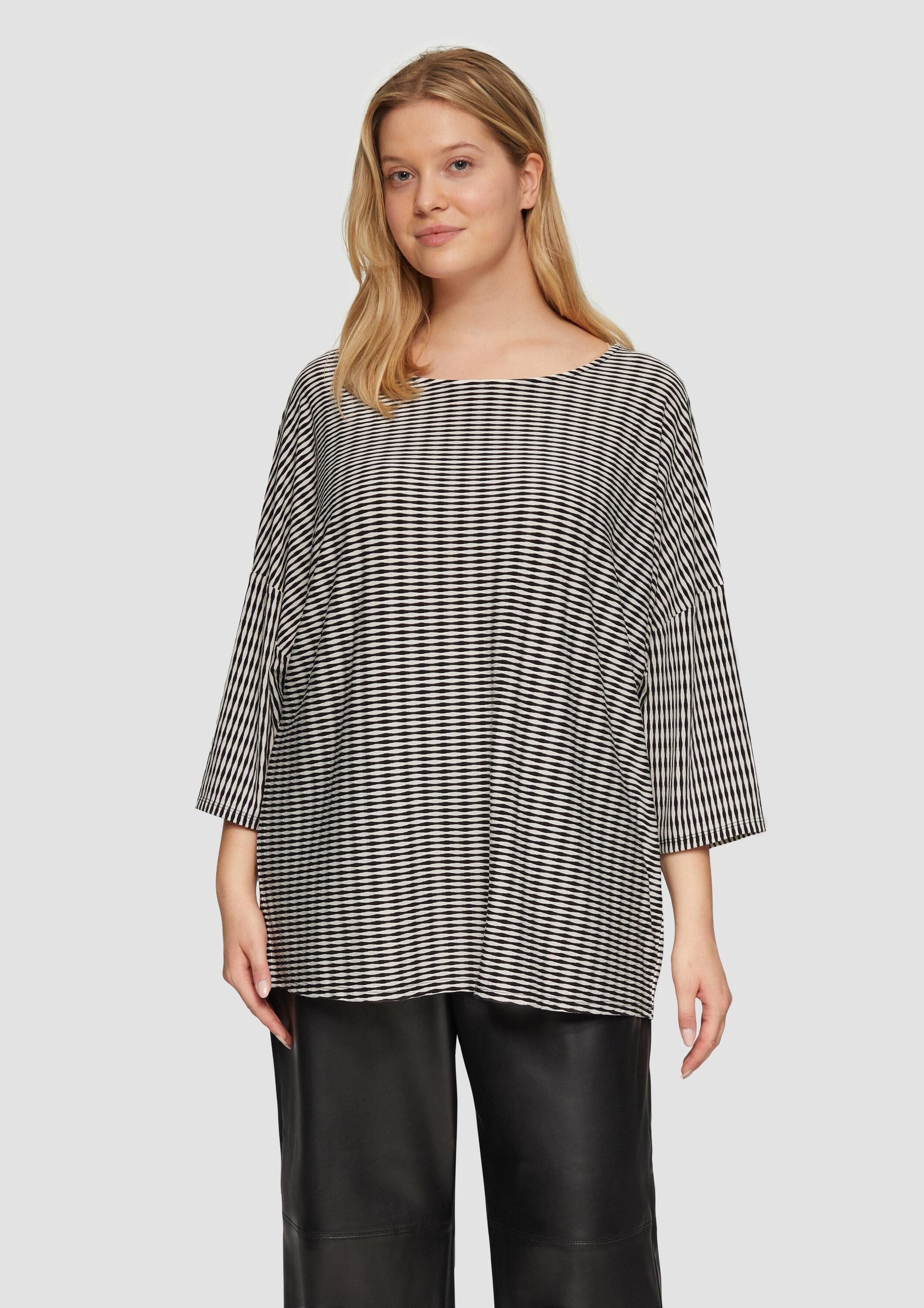 s.Oliver 3/4-Arm-Shirt T-Shirt Strukturiertes Shirt mit Fledermausärmeln