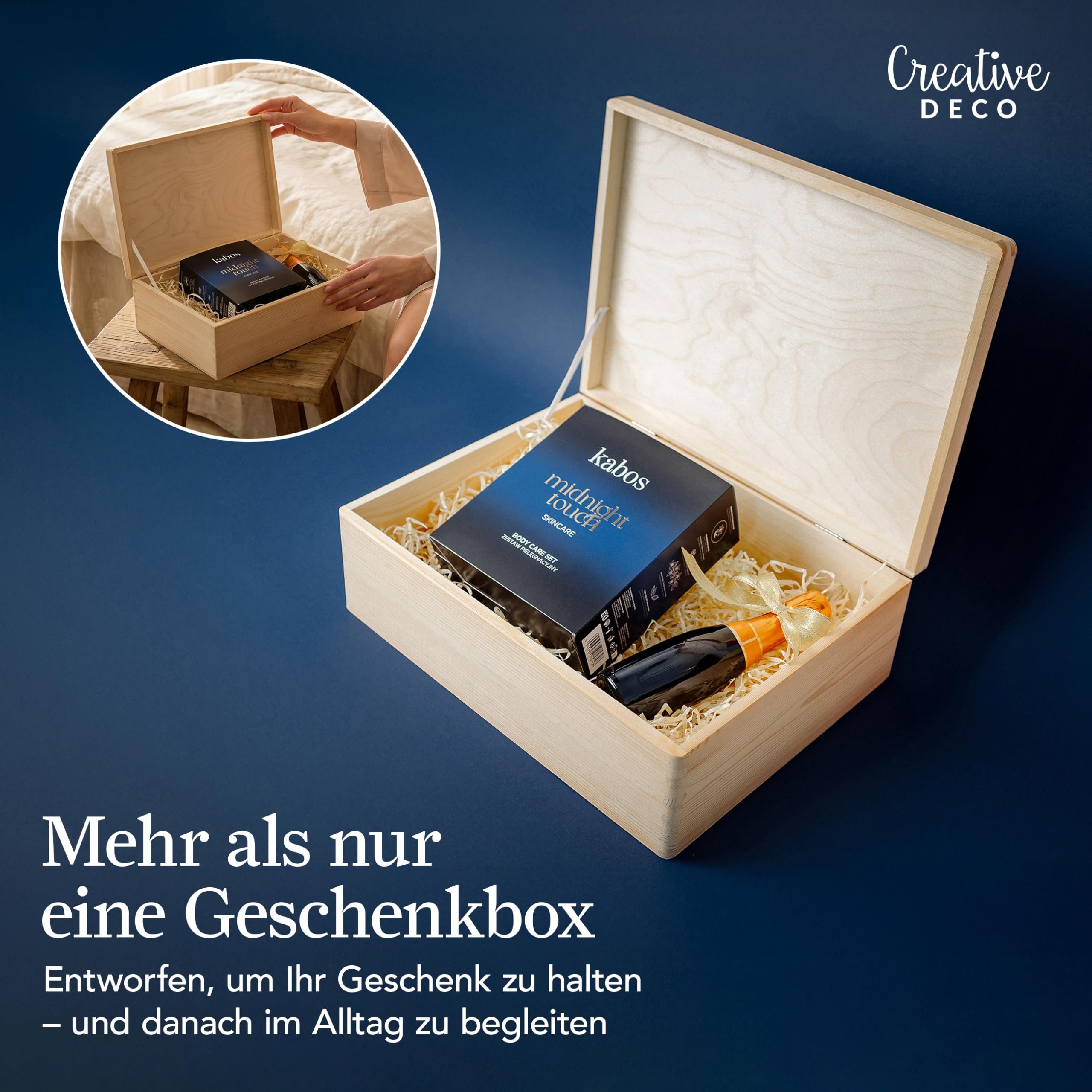 Creative Deco Holzkiste Holzkiste mit Deckel Erinnerungsbox Baby Unlackiert – Bild 4 von 5